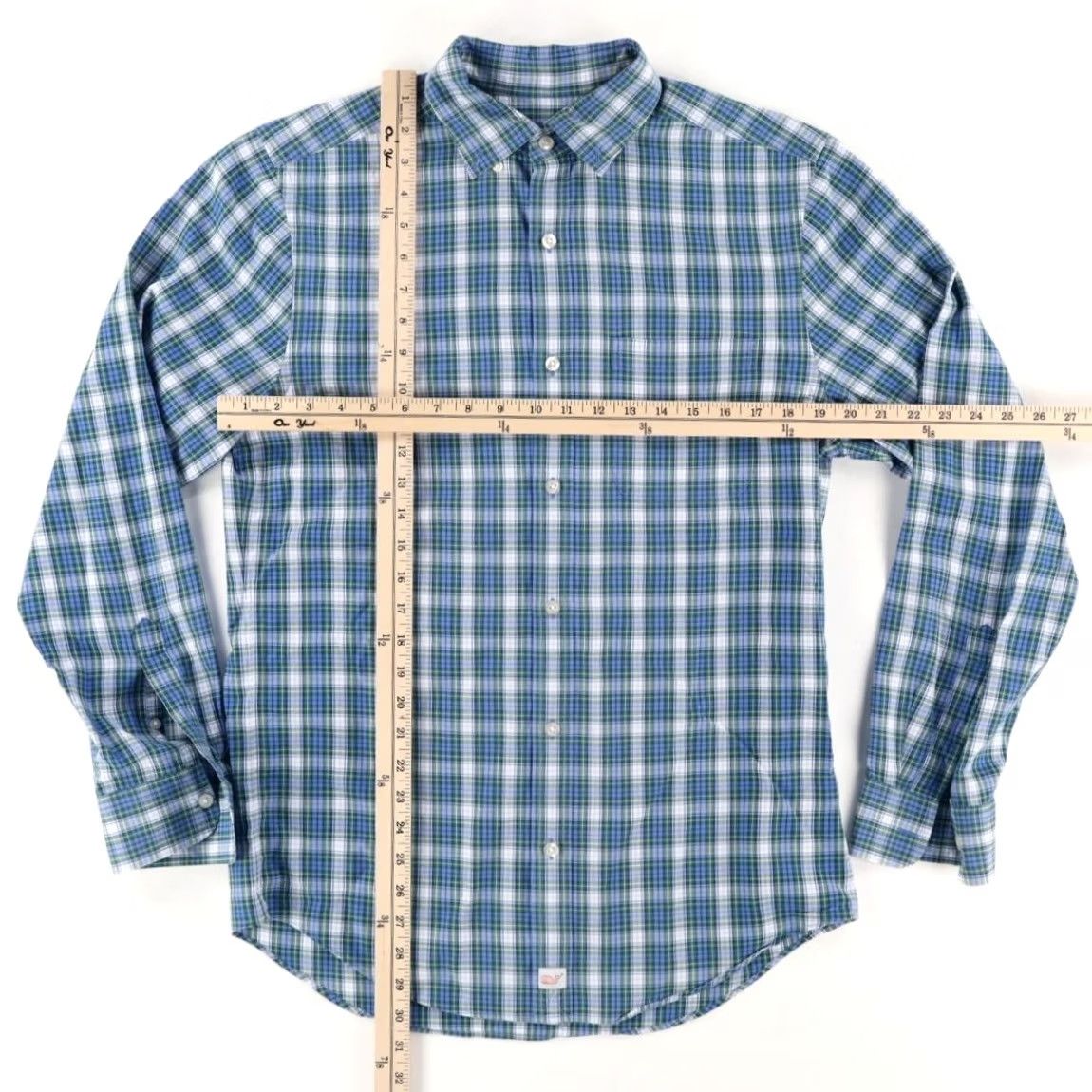Vineyard Vines Vineyard Vines Cotton Plaid Long Sleeve Button Down Shirt Teal Mens S Murray Classic Fit Size US S / EU 44-46 / 1 - 3 Thumbnail