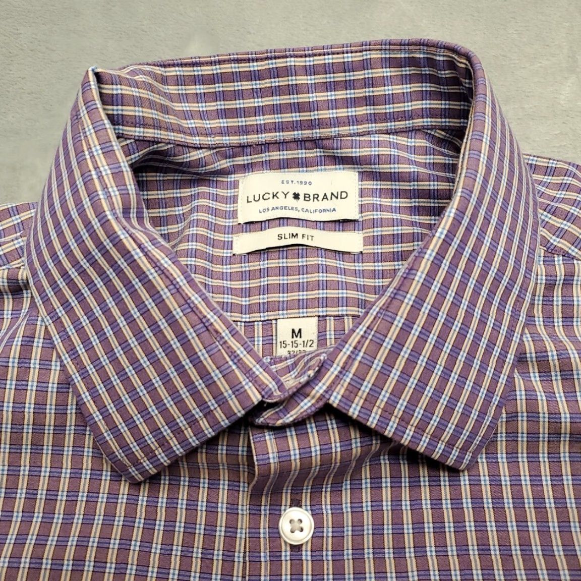 Lucky Brand VINTAGE Lucky Brand Shirt Mens M Purple Plaid Long Sleeve Slim Casual Dress Classic Size US M / EU 48-50 / 2 - 4 Thumbnail