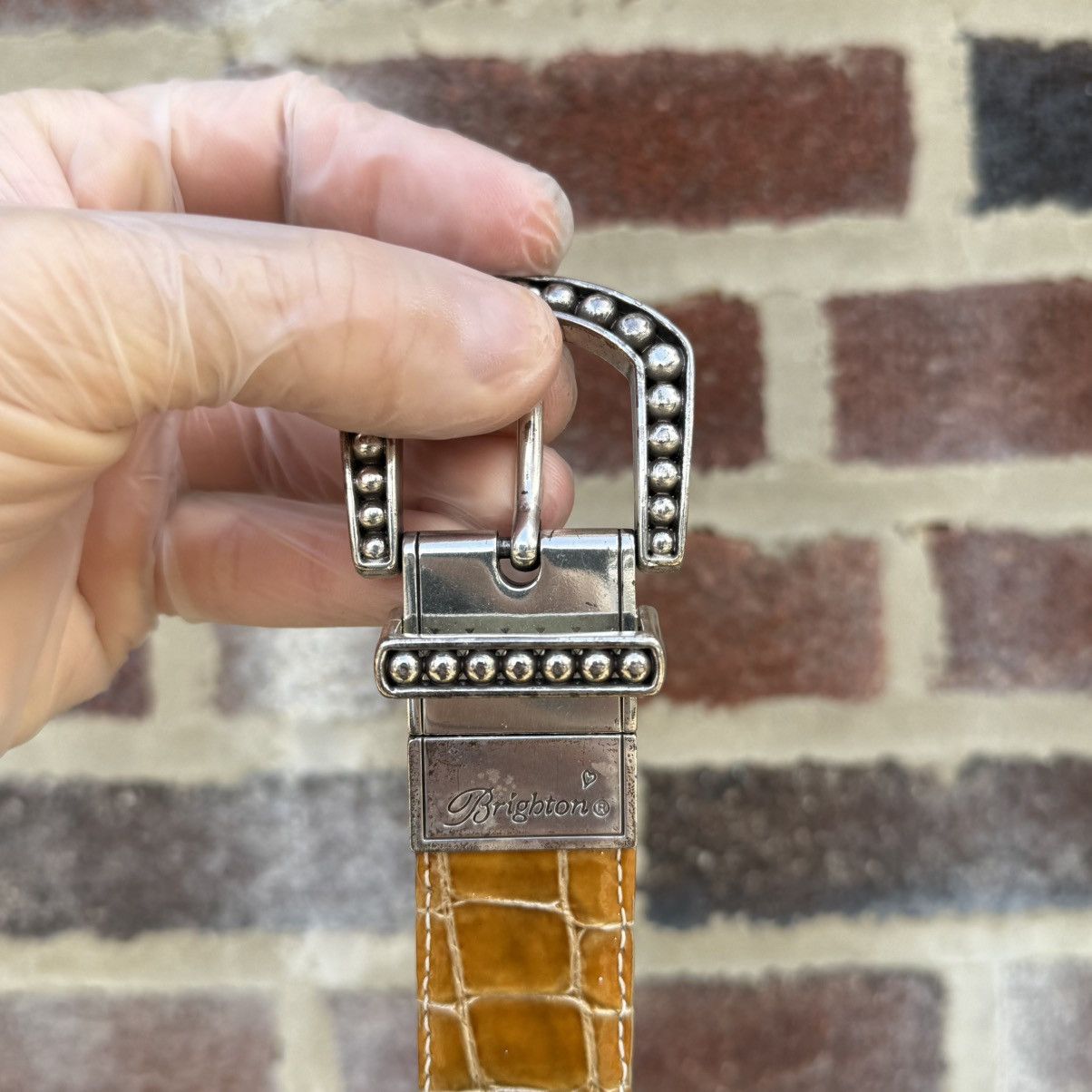 Brighton × Vintage Vintage Brighton Women’s Leather Belt Studded Buckle Western Size ONE SIZE - 7 Thumbnail