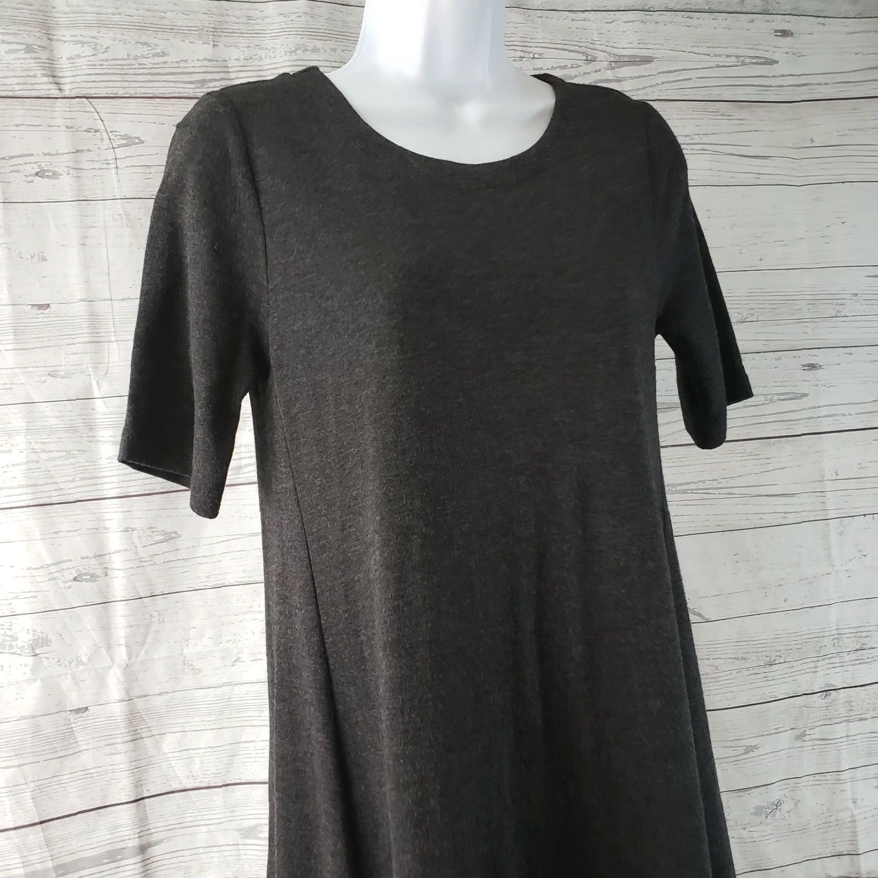 Loft Ann Taylor LOFT Womens Dress Sz XS Solid Gray Short Sleeve Rayon Blend Size 26" / US 2 / IT 38 - 2 Thumbnail