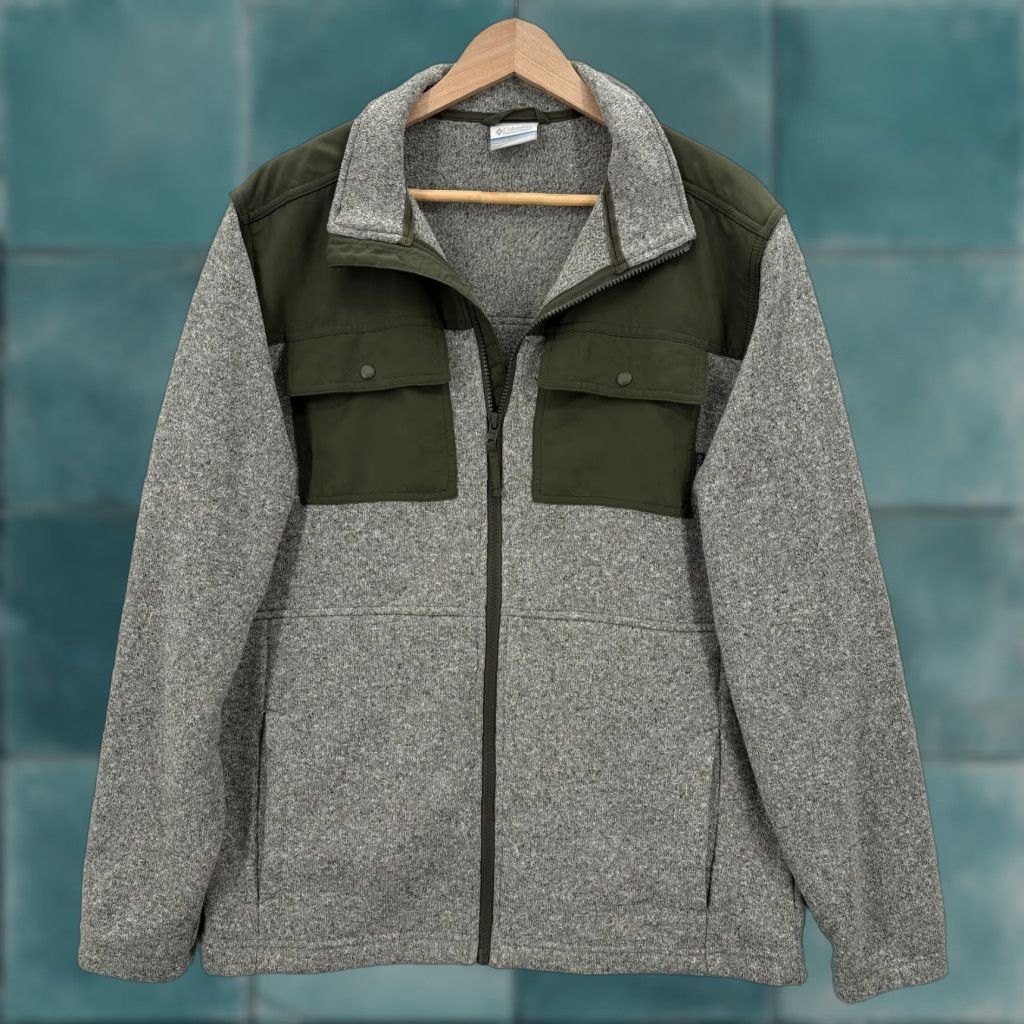 Vintage Columbia Jacket Mens Large Gray Green Fleece Full Zip Utility Hiking Outdoors Size US L / EU 52-54 / 3 - 1 Thumbnail