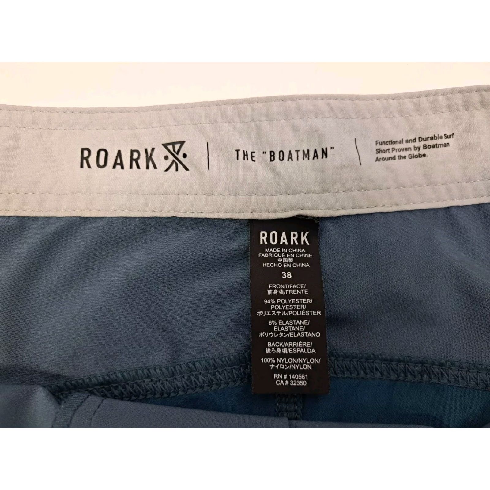 Roark Roark The Boatman Cordura Fabric Nylon Shorts Mens 38 Blue Board Shorts Surfer Water-Repellent Breathable Back Pocket Zip Side Pocket Size US 38 / EU 54 - 2 Thumbnail