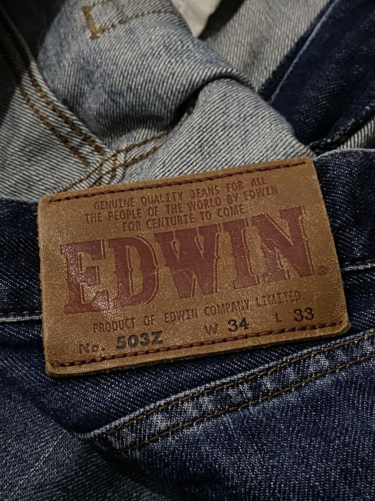 Edwin × JNCO × Le Grande Bleu (L.G.B.) Edwin Japan 503z Edition Distressed Blue Jean Straigt Cut h' Size US 33 - 14 Thumbnail