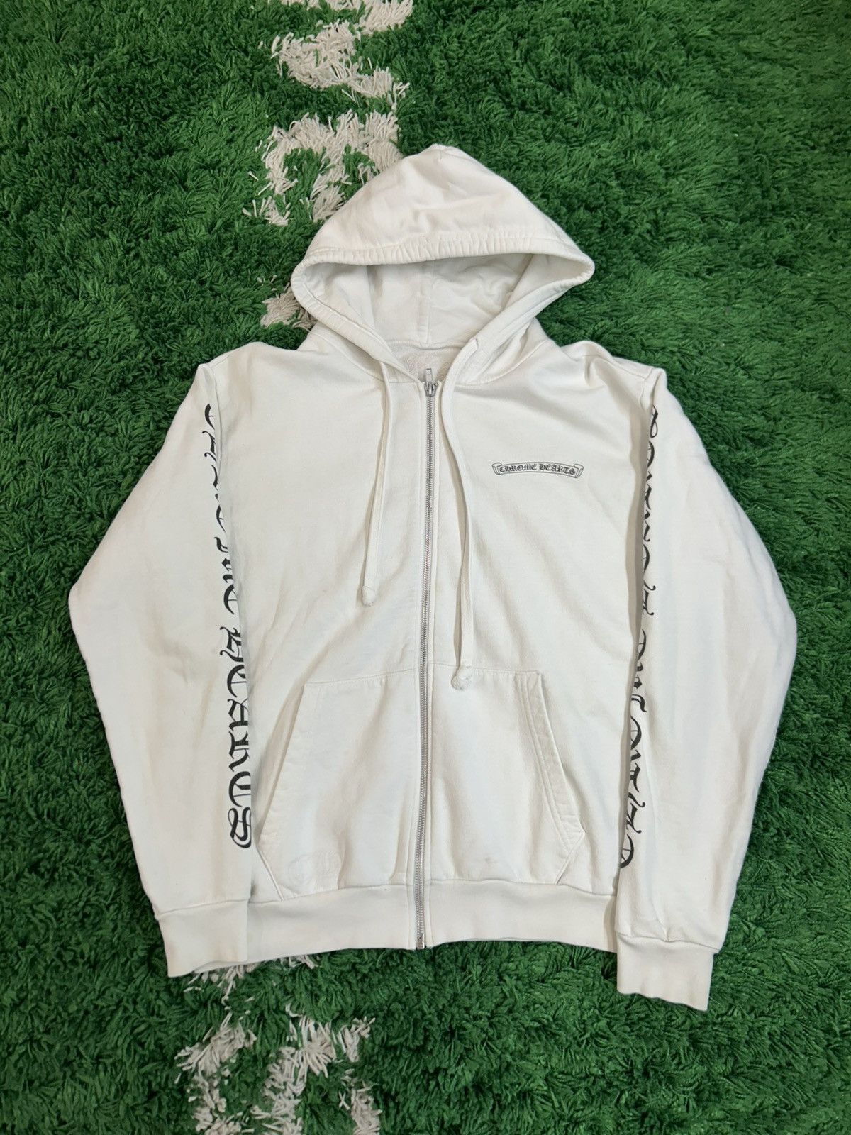 Chrome Hearts Chrome Hearts White Zip-Up Hoodie | Grailed