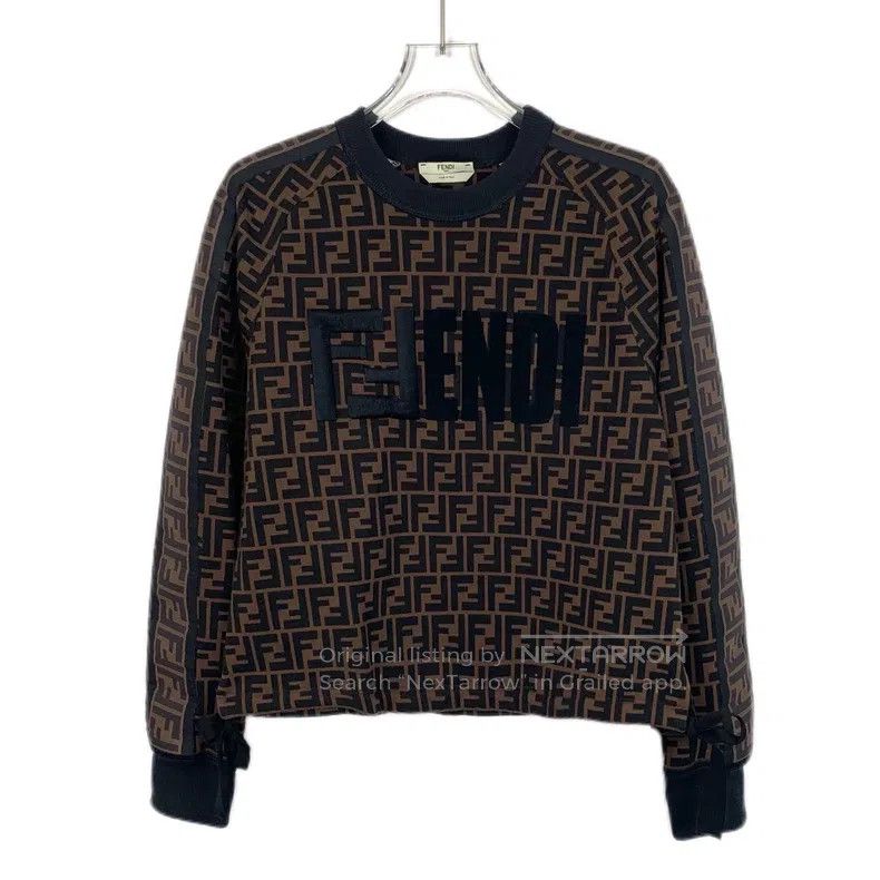 Fendi Fendi Dark brown logo letter all-over print cotton round n Size XS / US 0-2 / IT 36-38 - 1 Thumbnail