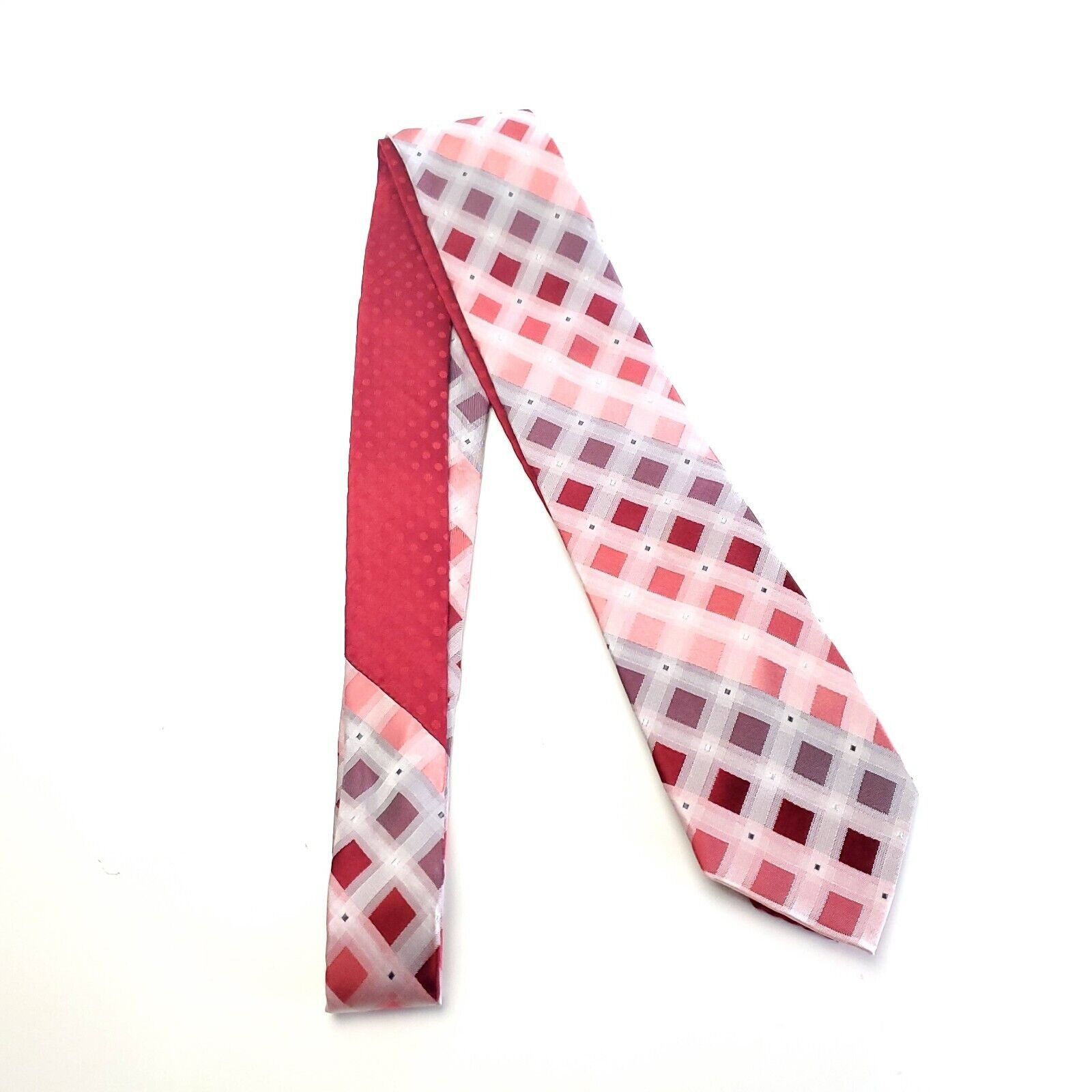 Perry Ellis Perry Ellis Portfolio Red Woven Plaid Skinny Silk Tie Size ONE SIZE - 7 Thumbnail