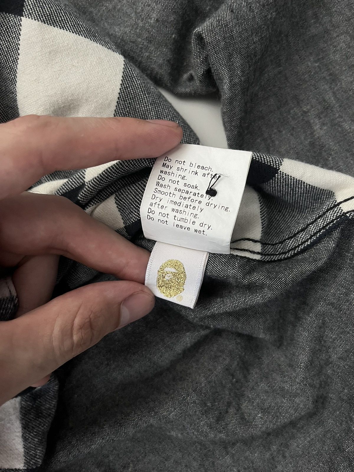 BAPE BAPEAREL INDUSTRY CHECK BUTTON UP LONGSLEEVE SHIRT