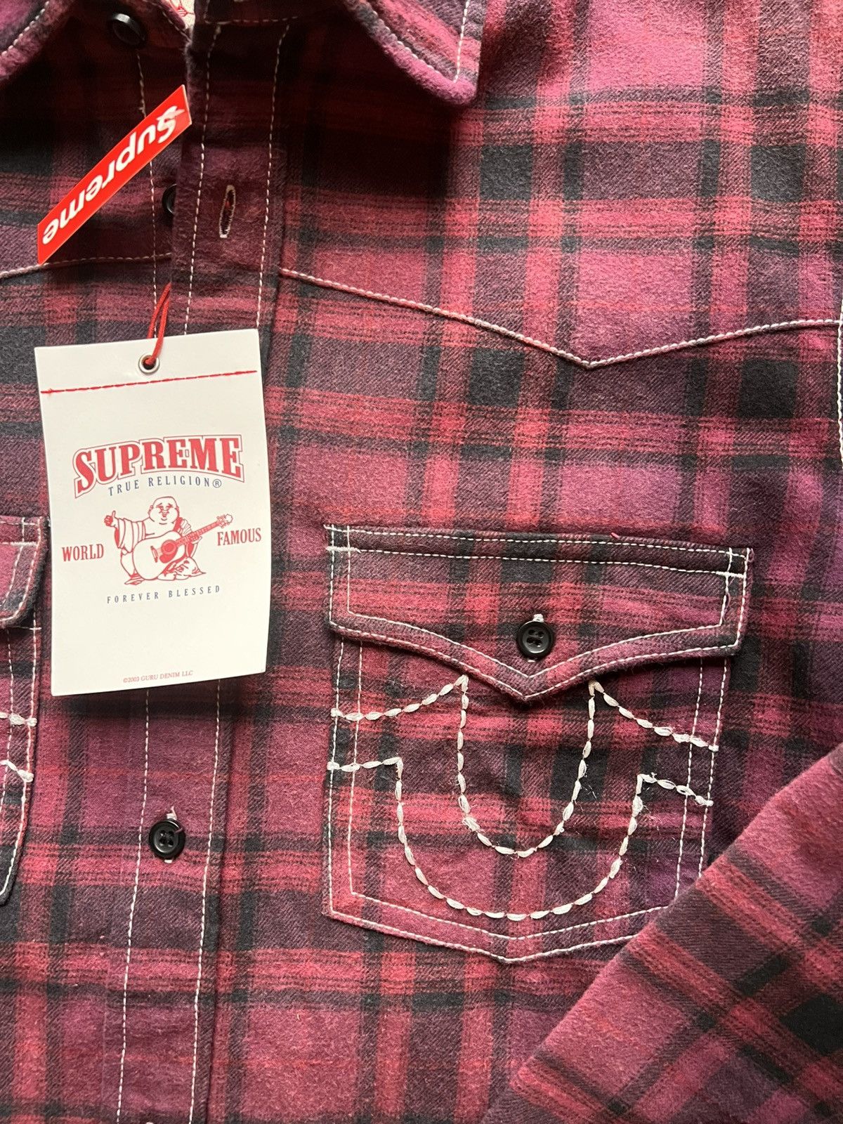 Supreme True Religion Quilted Lined Plaid Flannel Shirt Purp