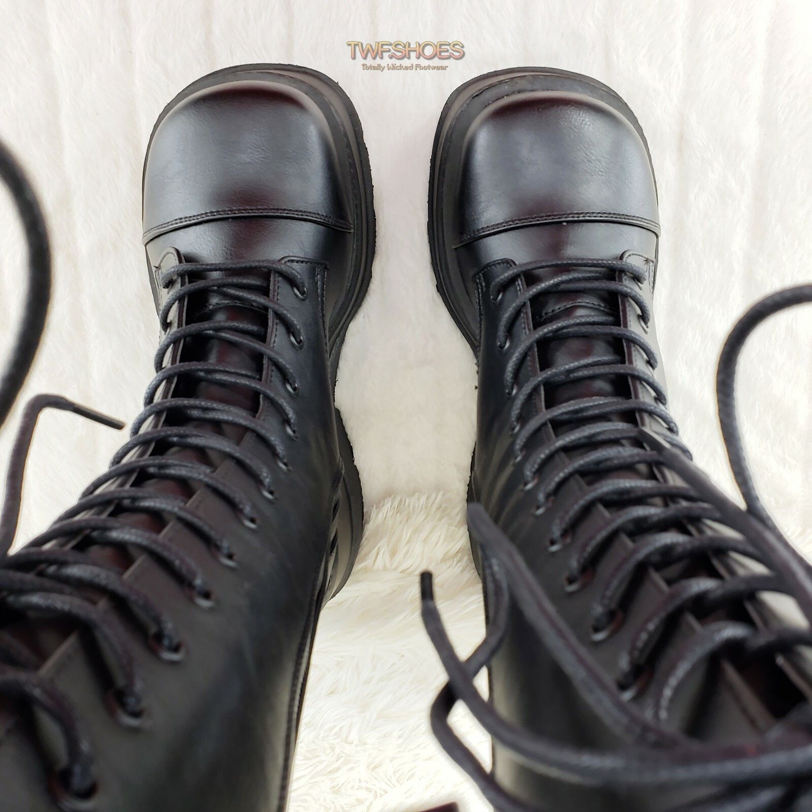 Other DEMONIA Shaker 72 Black Platform 4.5" Wedge Mid Calf Goth Pu Size US 10 / IT 40 - 8 Thumbnail