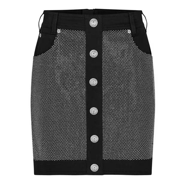 Balmain o1g2r1mq0924 Mini Skirt in Black & Grey Size 31" - 1 Thumbnail