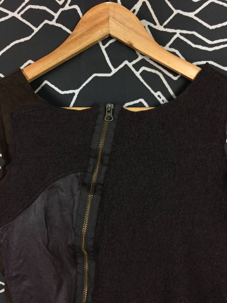 Vintage Eterno Bellezza Asymmetrical Wool Leather Zip Vest Top Size S / US 4 / IT 40 - 7 Thumbnail