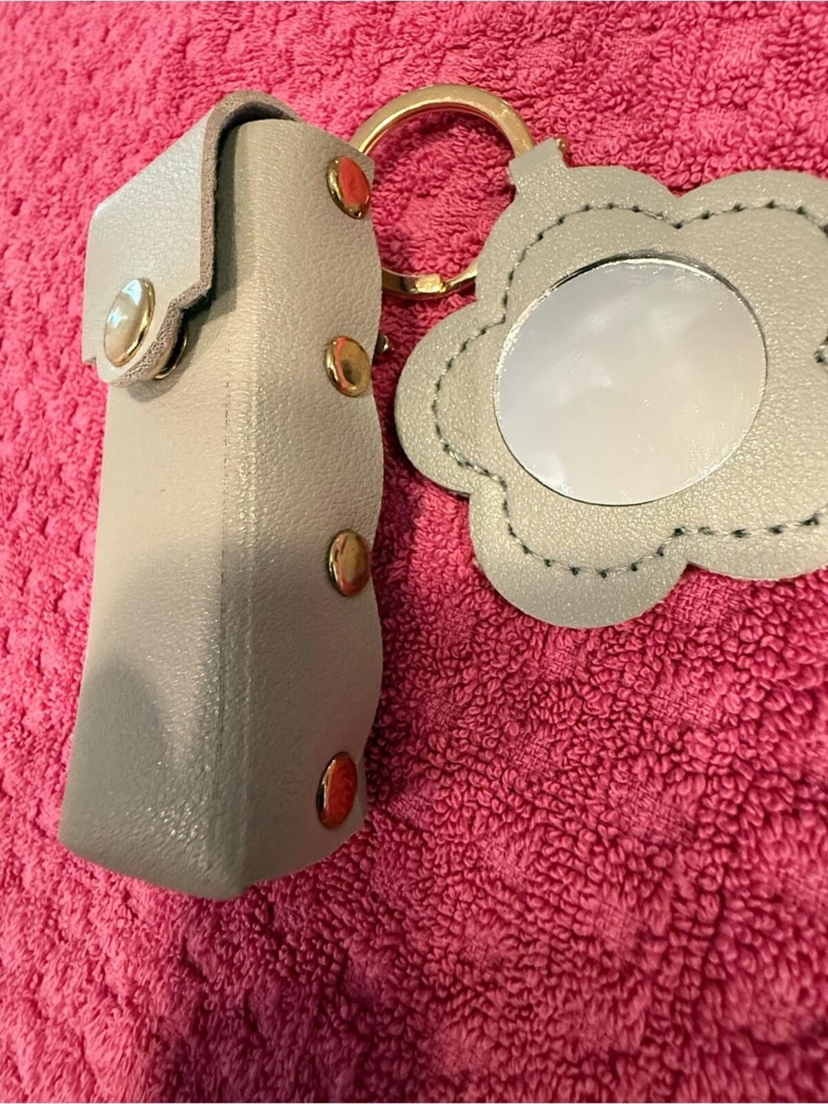 Other Faux leather gray lipstick keychain floral mirror travel Size ONE SIZE - 1 Thumbnail
