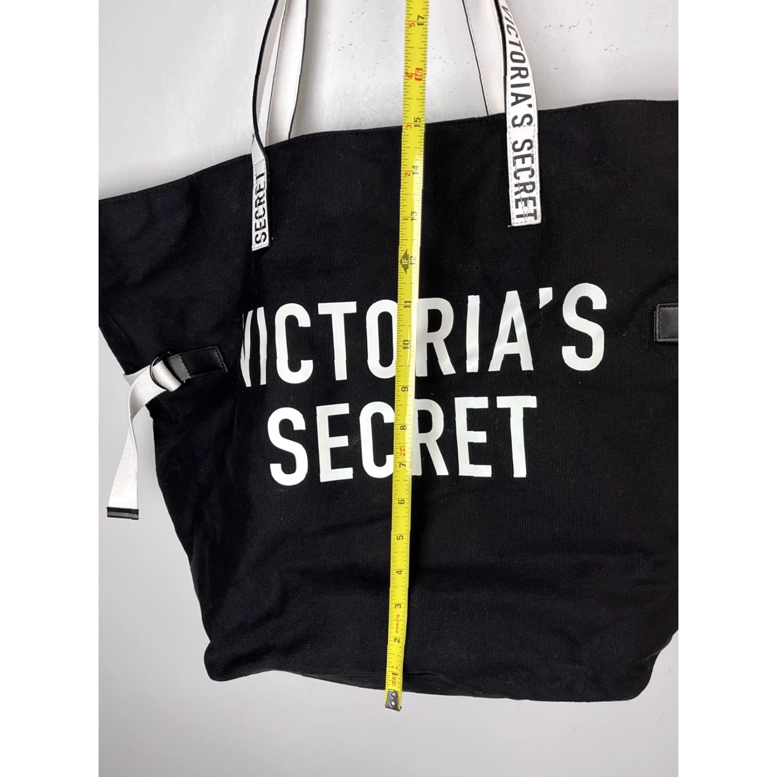 Victoria's Secret Victoria's Secret Canvas Tote Bag Lined Black & White VGUC 15”x 21.5” Size ONE SIZE - 4 Thumbnail