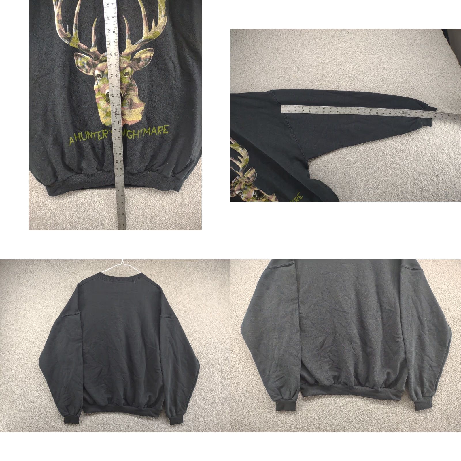 Jerzees HUNTER’S NIGHTMARE American Traditions Camo Sweatshirt Men’s XL Black Deer Hunting Pullover Jerzees Sweatshirt Mens XL Black Camouflage Hunting 90s Size US XL / EU 56 / 4 - 8 Thumbnail