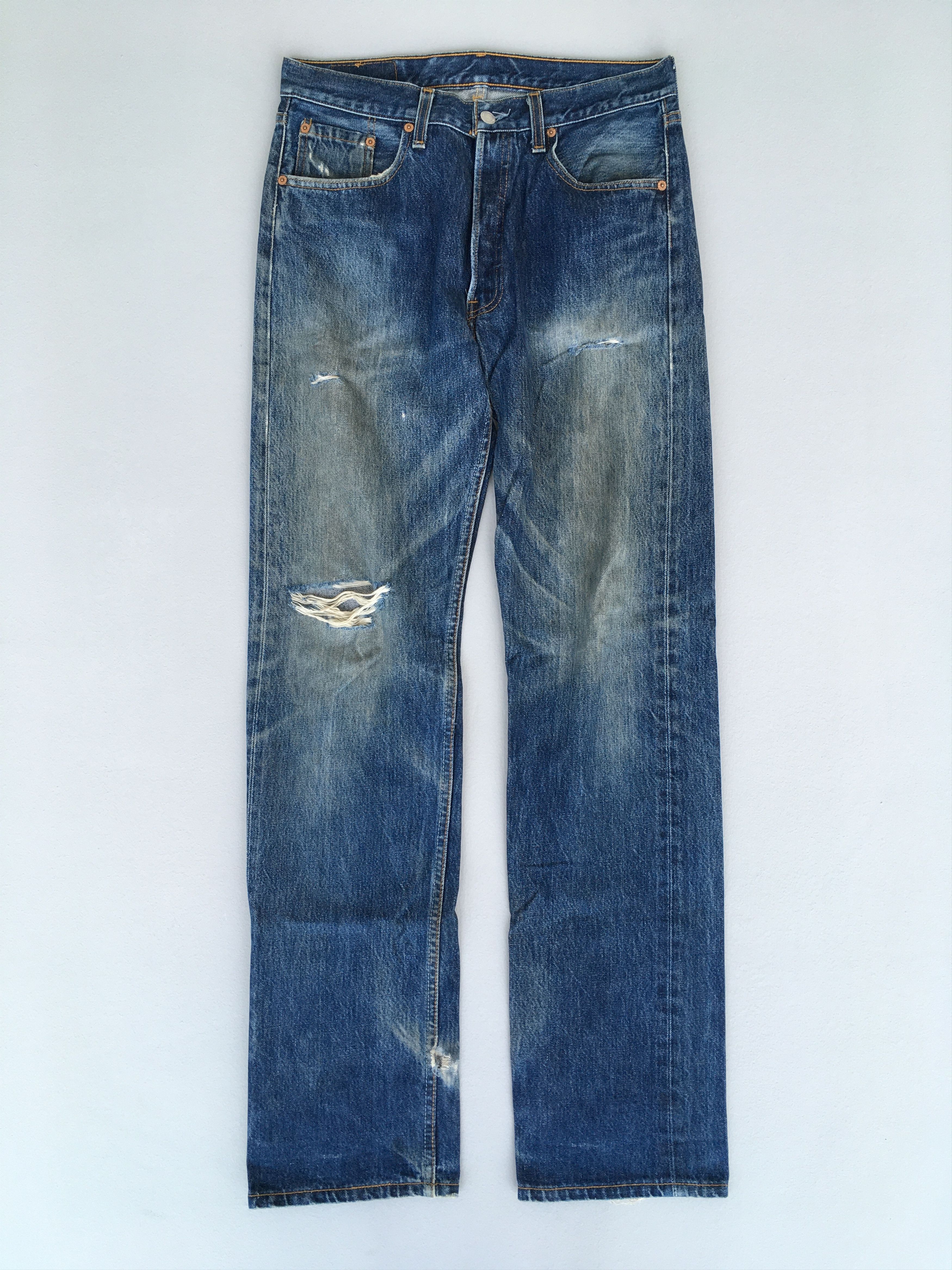 Image of Distressed Denim x Levis Size 30X33 Vintage 90's Levi's 501Xx Faded Blue Dirty Jeans, Men's