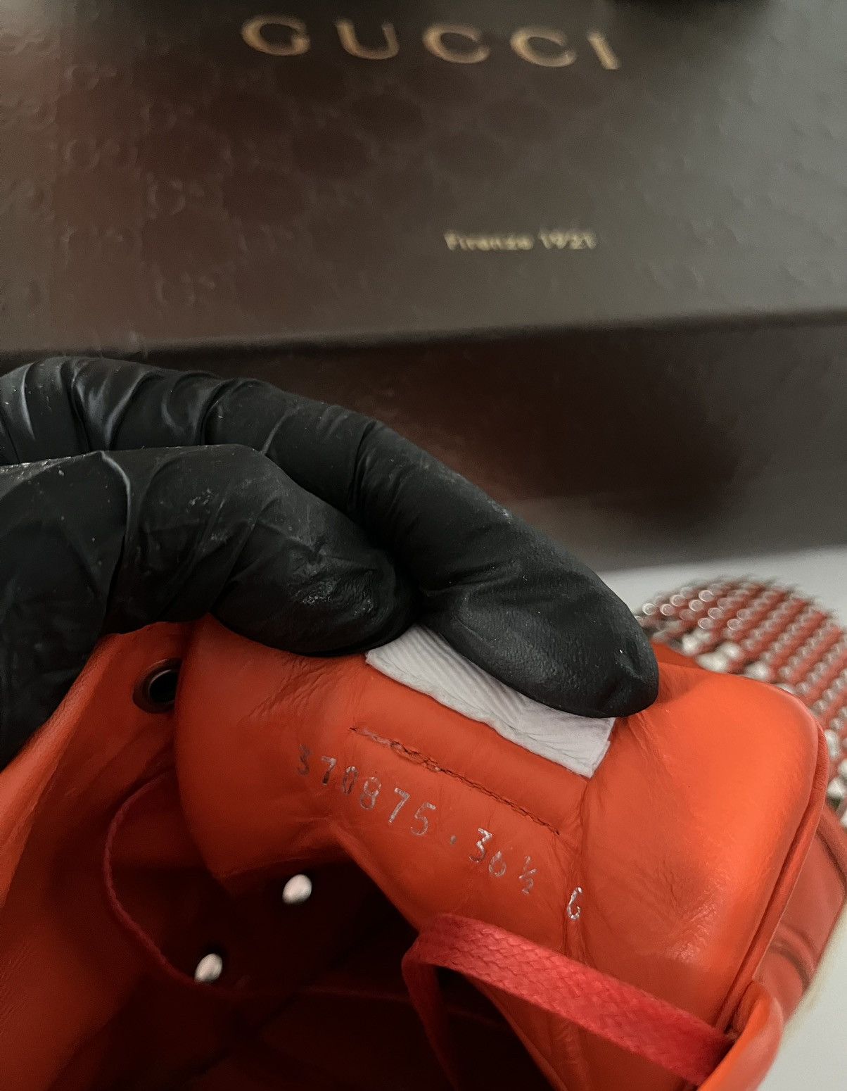 Gucci GUCCI WOMEN ORANGE SNEAKERS LEATHER HIGH TOP TRAINERS SHOES Size US 6.5 / IT 36.5 - 4 Thumbnail