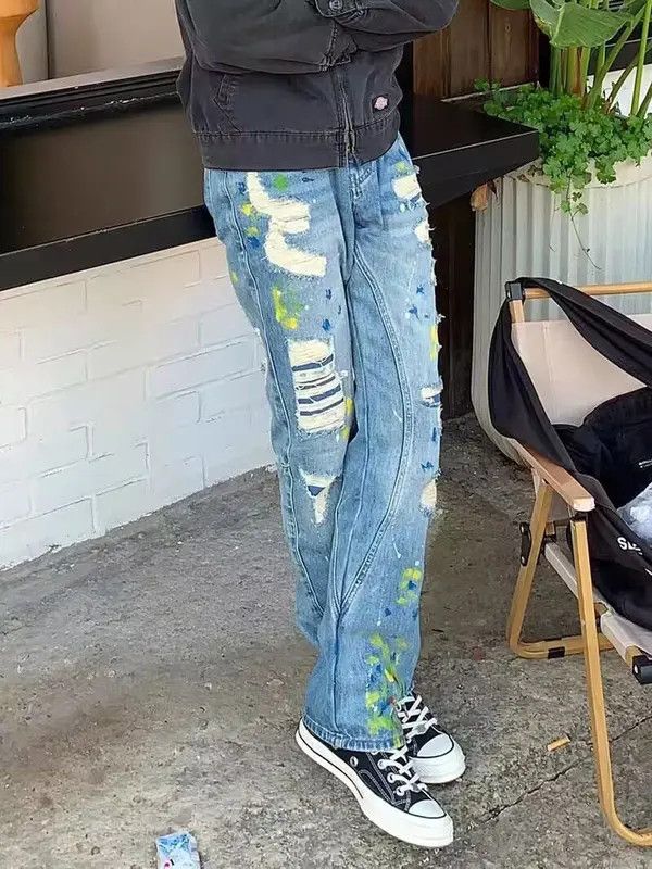 VIBE Street washed ripped hip hop jeans with splashes of ink Size US 32 / EU 48 - 3 Thumbnail