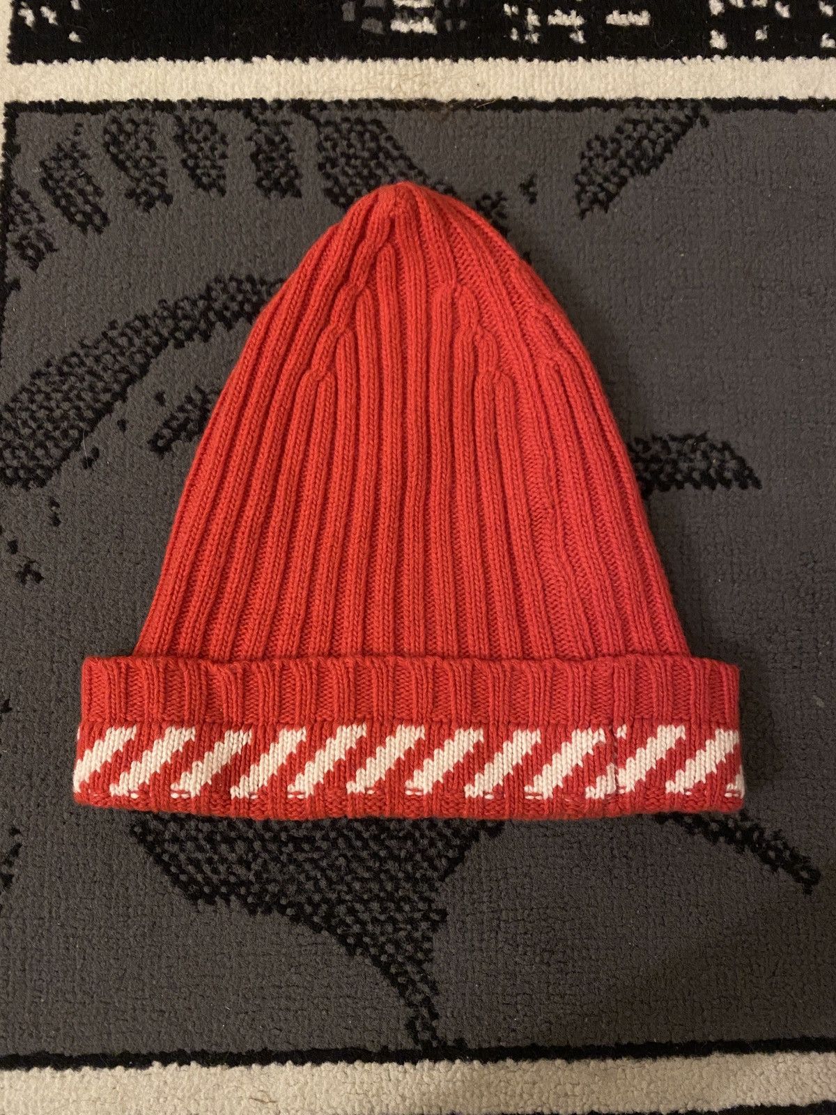 Off White Off white Red beanie Grailed