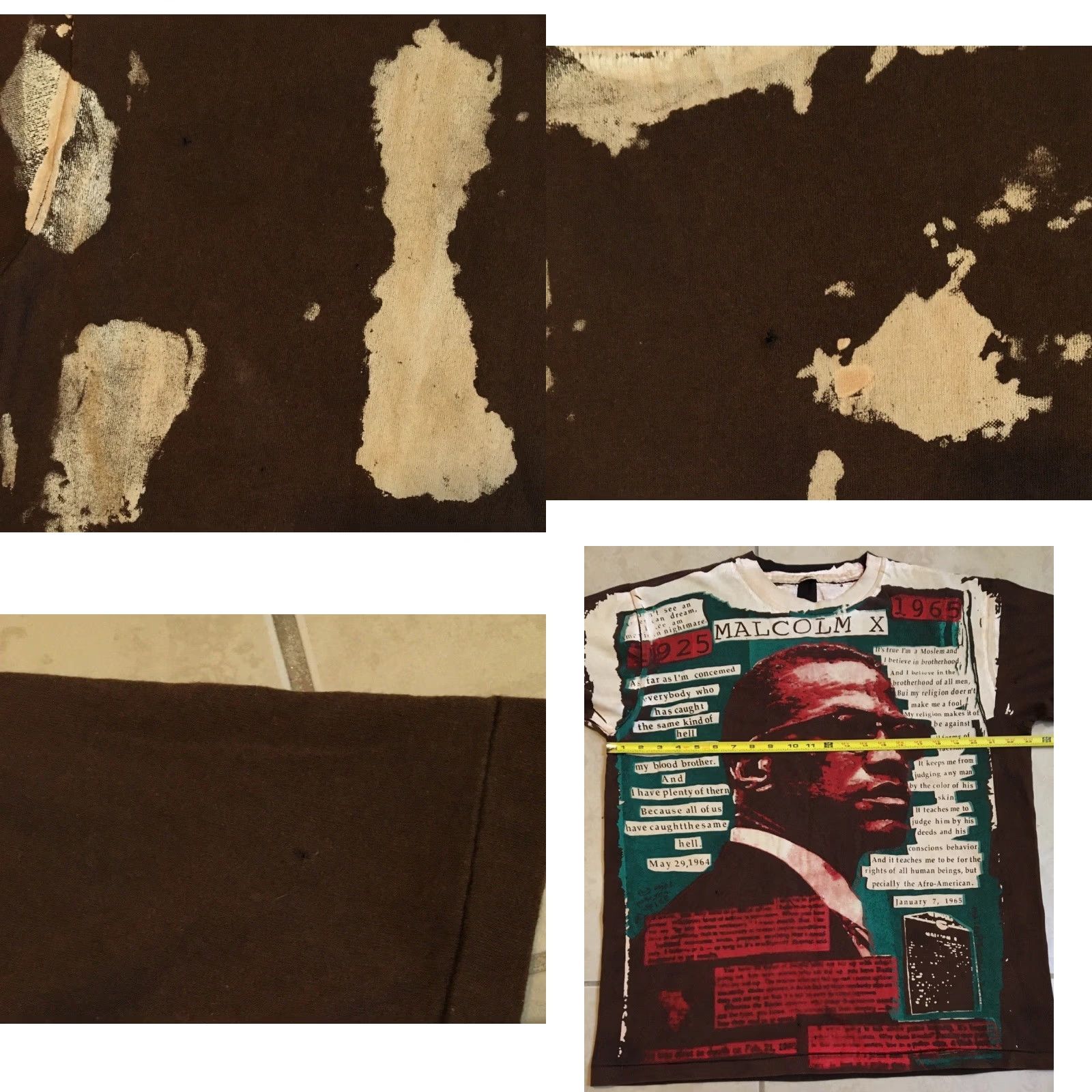 Vintage VINTAGE Malcolm X Mosquitohead Boot Faded All Over Print Shirt XL Black History 90s MLK Grunge USA Men T-Shirt Cotton Short Not sure. Size US XL / EU 56 / 4 - 10 Thumbnail