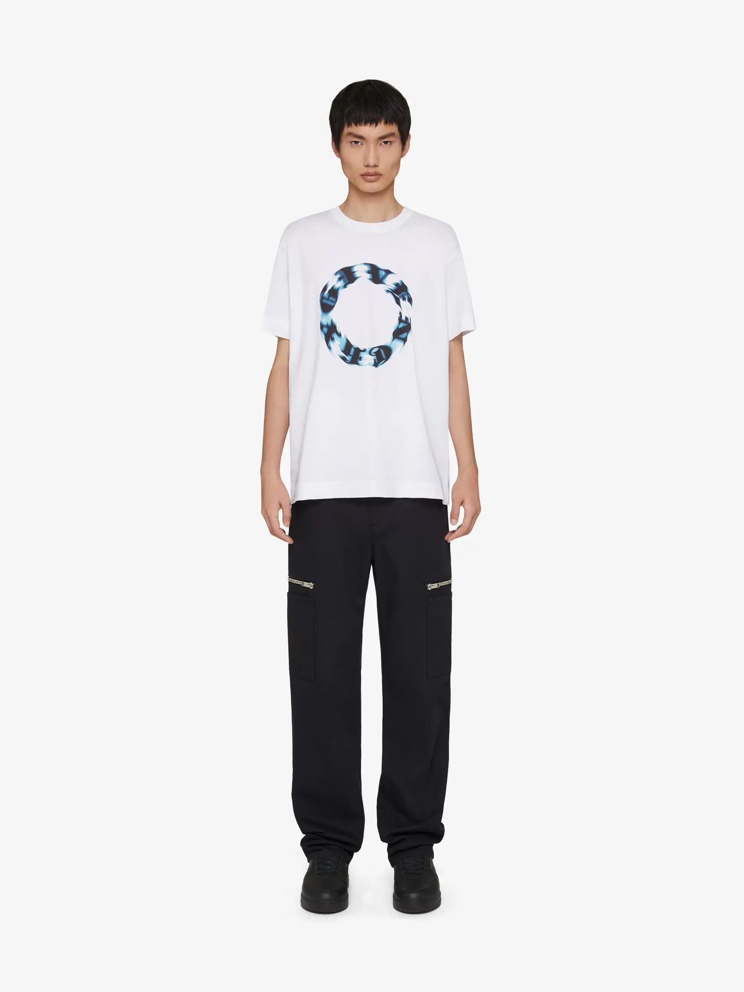 Givenchy o1gr1nt0125 Cotton Circle Print Oversized T-Shirt in White Size US L / EU 52-54 / 3 - 2 Thumbnail