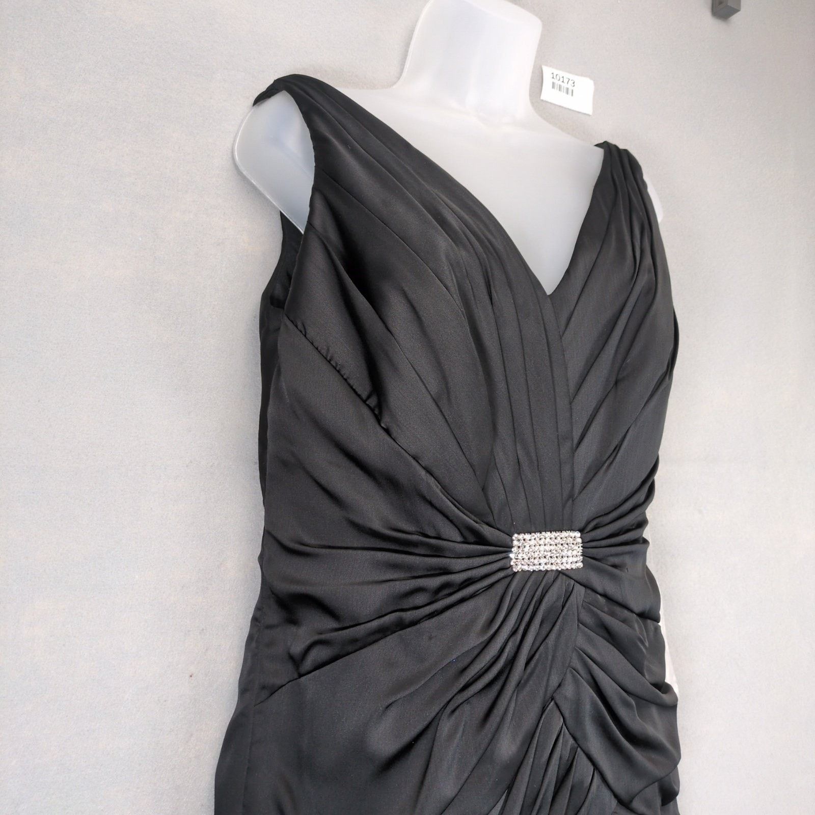 Vintage Jade Couture Black Satin Cocktail Dress Sz 12 Rhinestone Size XL / US 12-14 / IT 48-50 - 2 Thumbnail