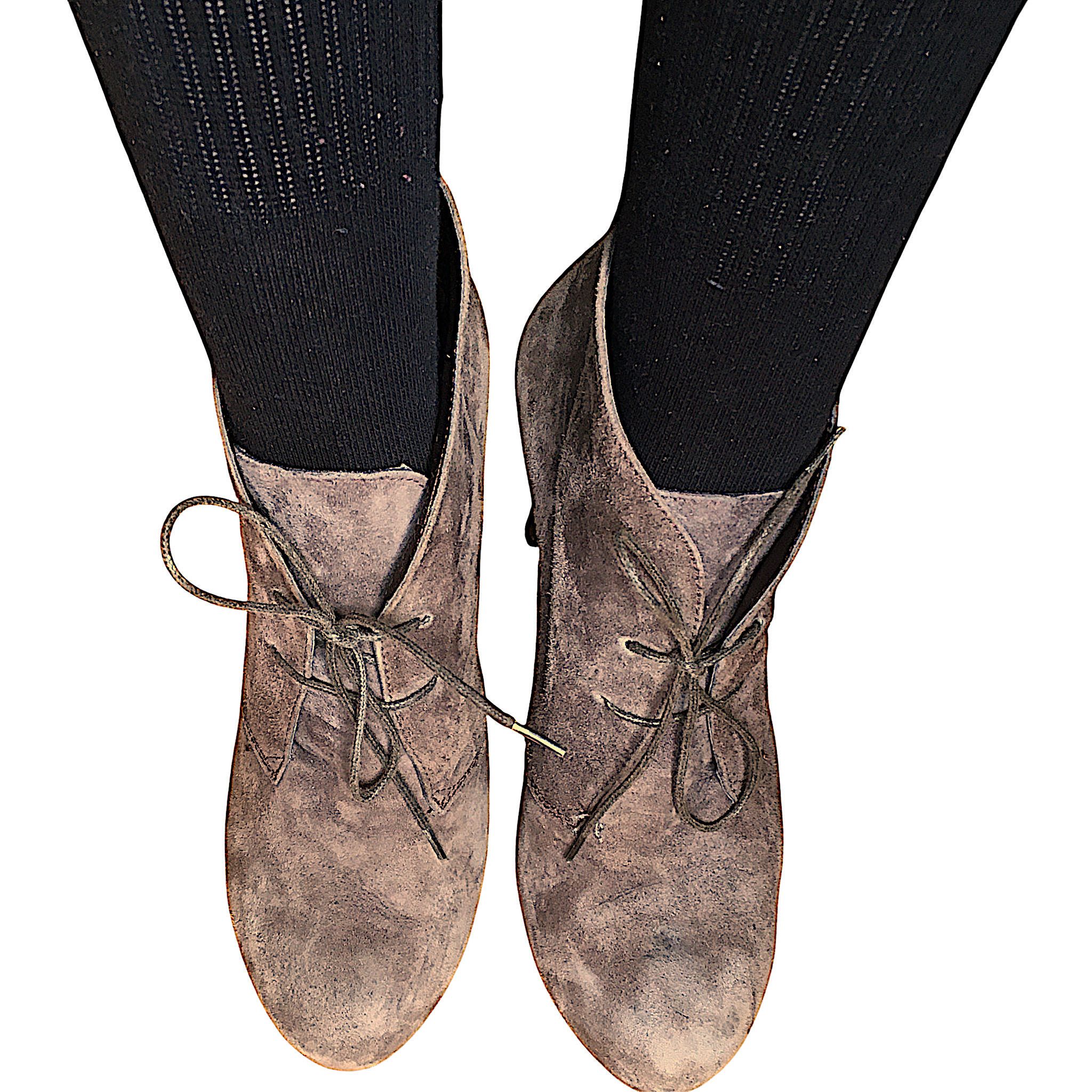 Vintage Tasca Suede Ankle Boots - Beige & Brown Leather Size US 10 / IT 40 - 5 Thumbnail