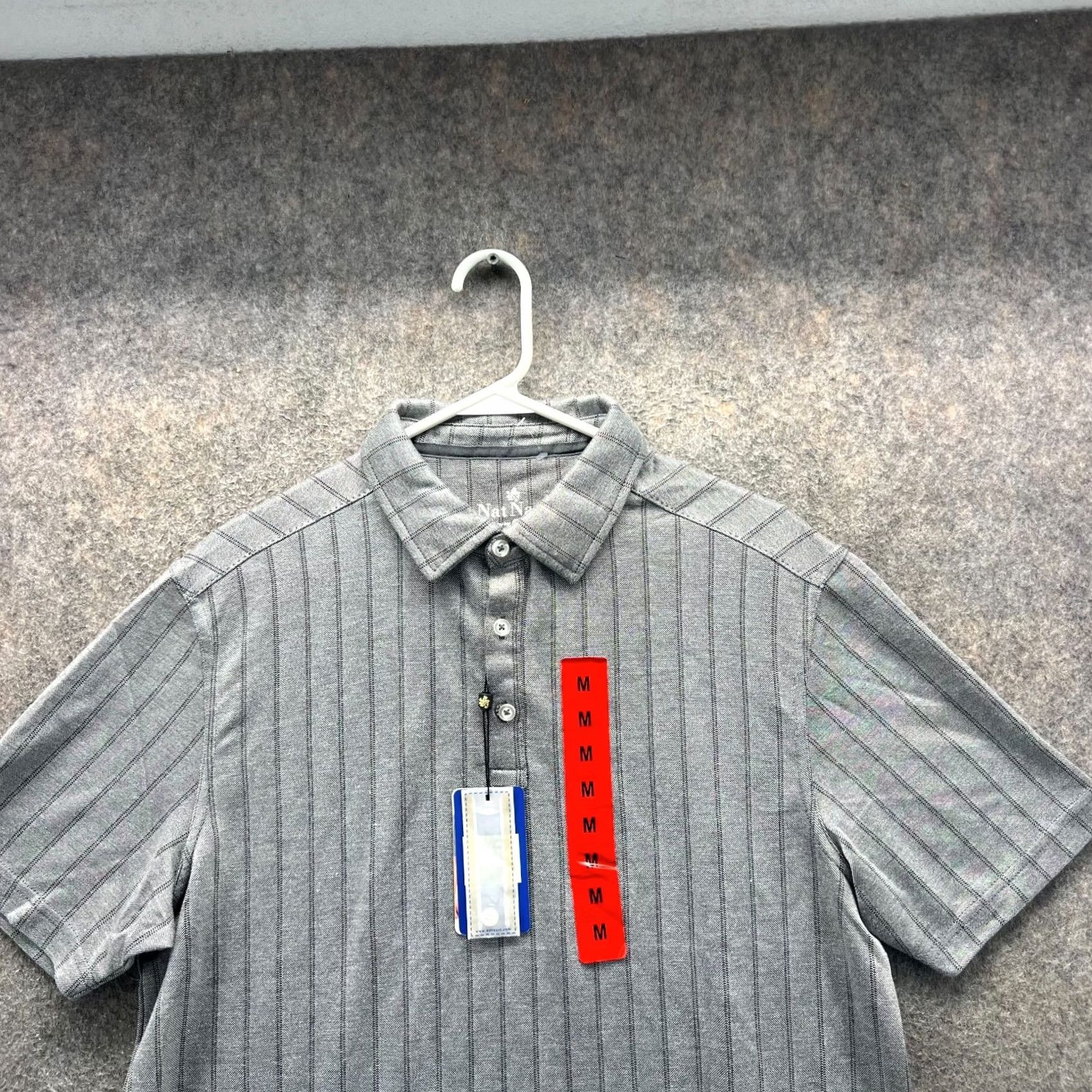 Nat Nast Nat Nast Luxury Originals Polo Shirt Mens Medium Gray Striped Rayon NEW Size US M / EU 48-50 / 2 - 6 Thumbnail