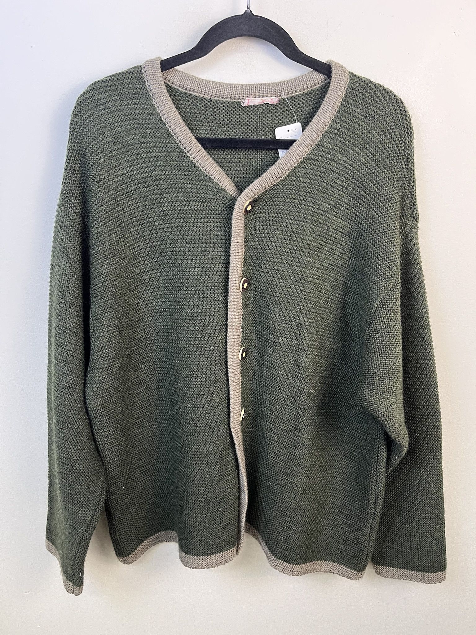Vintage Vintage Knit Sweater 1990s Thick Knit Forest Green Thick Knit Cardigan Size L Size US L / EU 52-54 / 3 - 1 Thumbnail