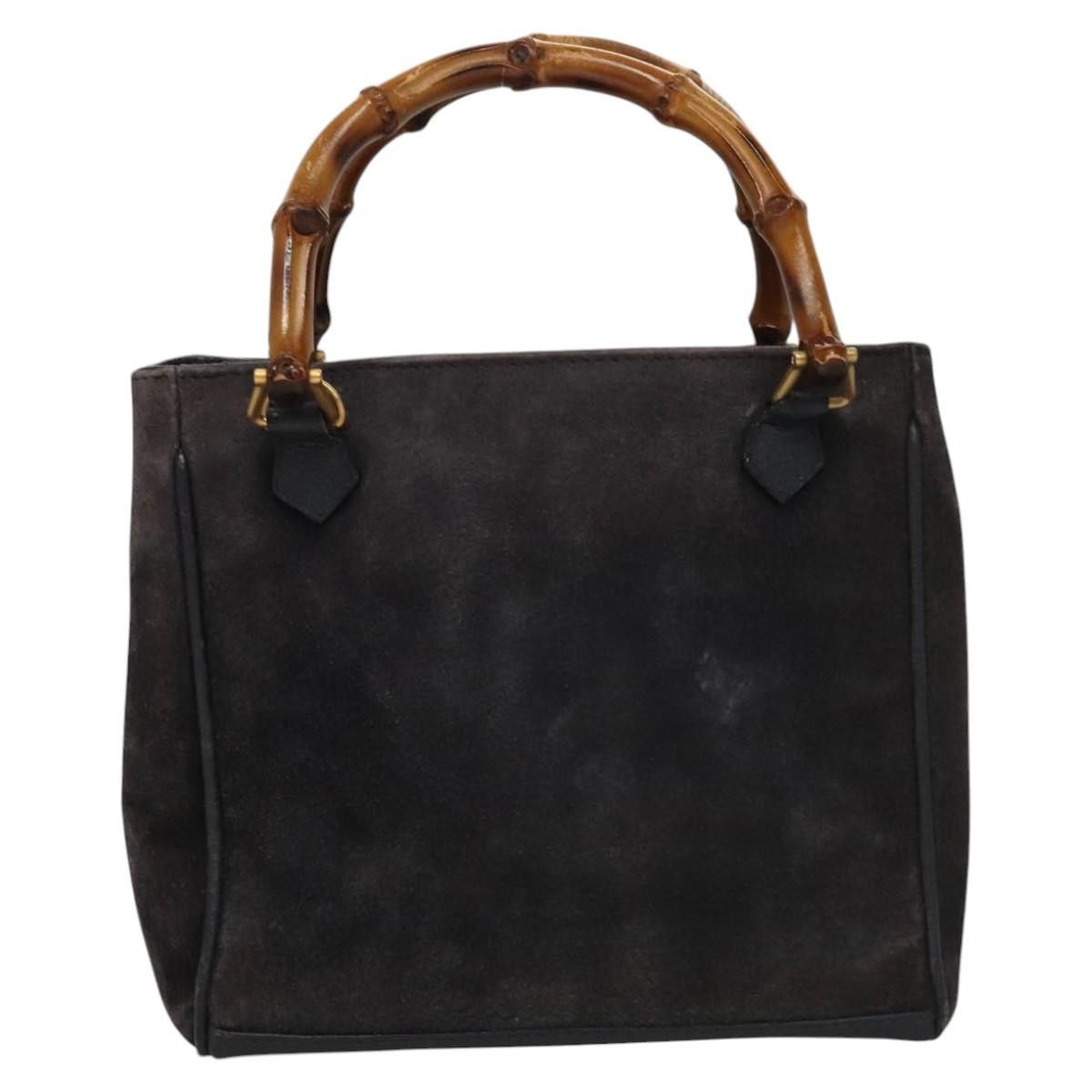 Gucci GUCCI Bamboo Hand Bag Suede Navy Gold 000 123 000 123 Size ONE SIZE - 3 Thumbnail