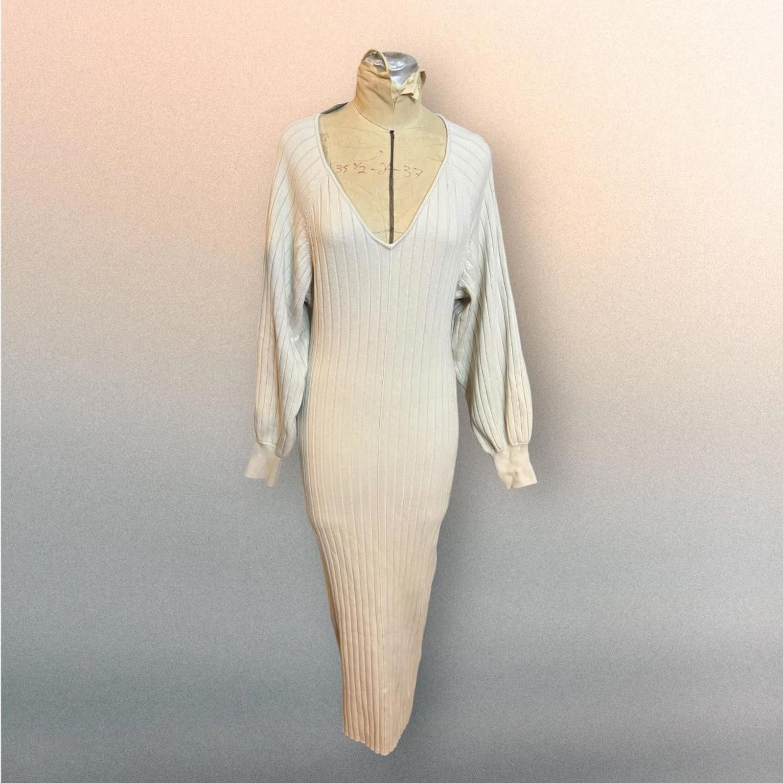 Free People Free People FP Beach Cream Bodycon Midi Dress Size S Size S / US 4 / IT 40 - 1 Thumbnail