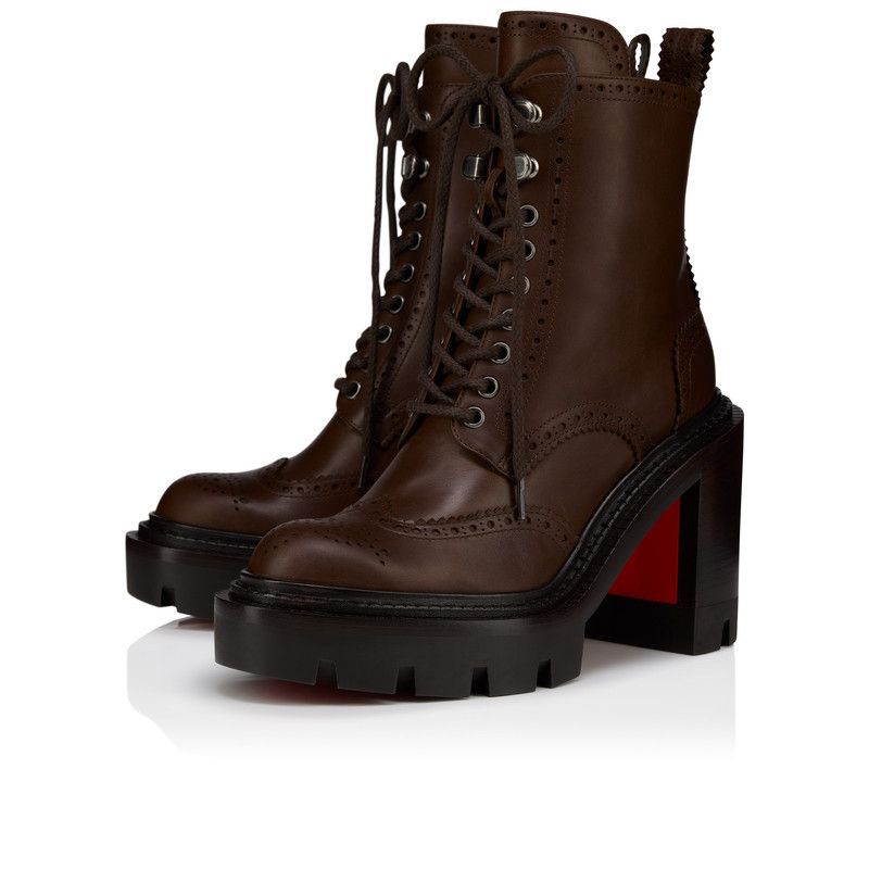 Christian Louboutin os11x0526 Lace Up College 100mm Boots in Dark Brown Size US 7 / IT 37 - 2 Thumbnail