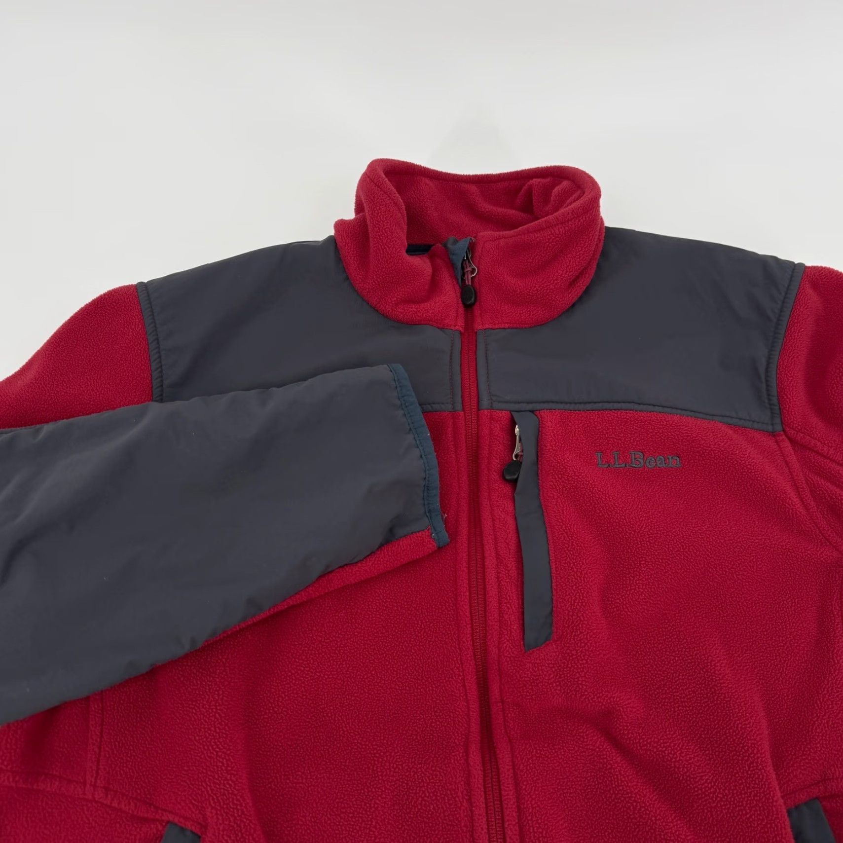 LL Bean Jacket Mens Medium Red Fleece Full Zip Polartec Outdoor Casual