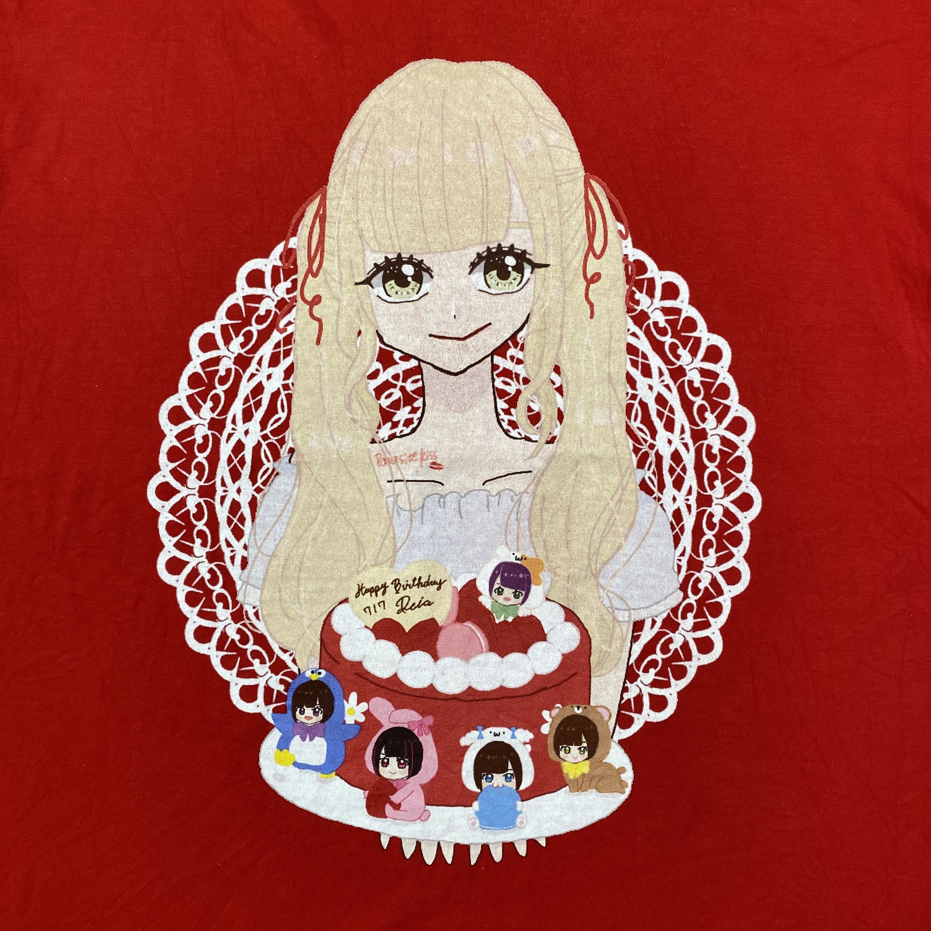 Anime Vintage Anime Girl Birthday Cake Graphic Tee Red tshirt-M050 Size US XL / EU 56 / 4 - 3 Thumbnail