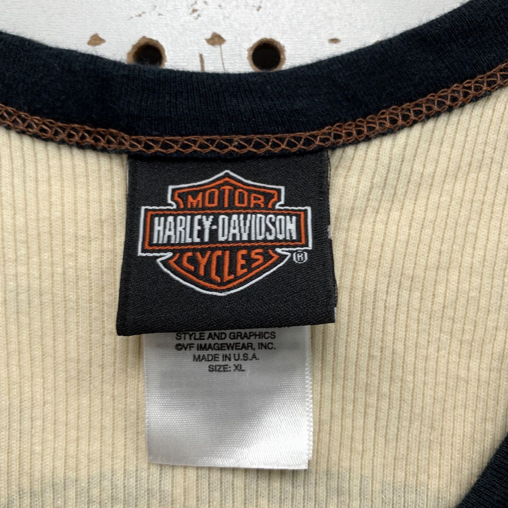 Harley Davidson Harley-Davidson Women's Tank Top XL Vintage Blue Beige Sleeveless Motorcycle Shirt Size L / US 10 / IT 46 - 2 Thumbnail