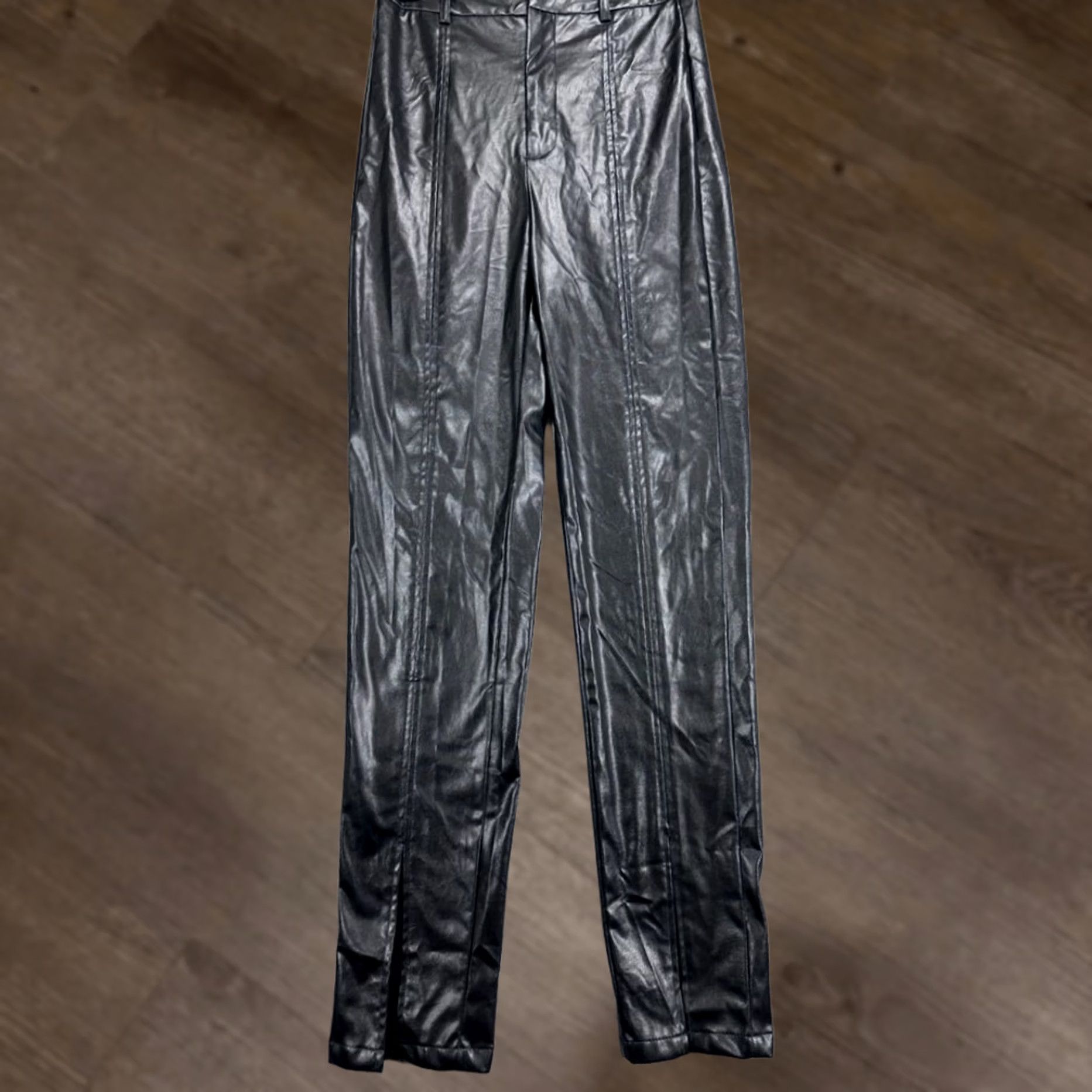 PrettyLittleThing Pretty Little Thing Pants Womens 4 Petite Black Faux Leather Skinny Ladies NEW Size 27" / US 4 / IT 40 - 1 Thumbnail