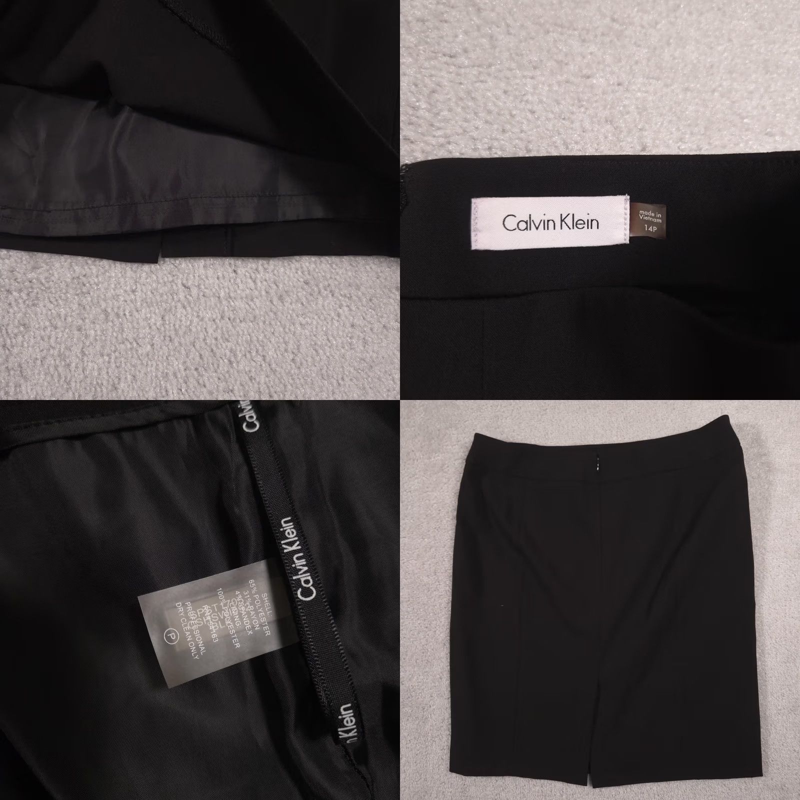 Calvin Klein VINTAGE Calvin Klein Skirt Womens 14P Black Pencil Lined Back Slit Stretch Career Office Size 36" / US 14 / IT 50 - 8 Thumbnail