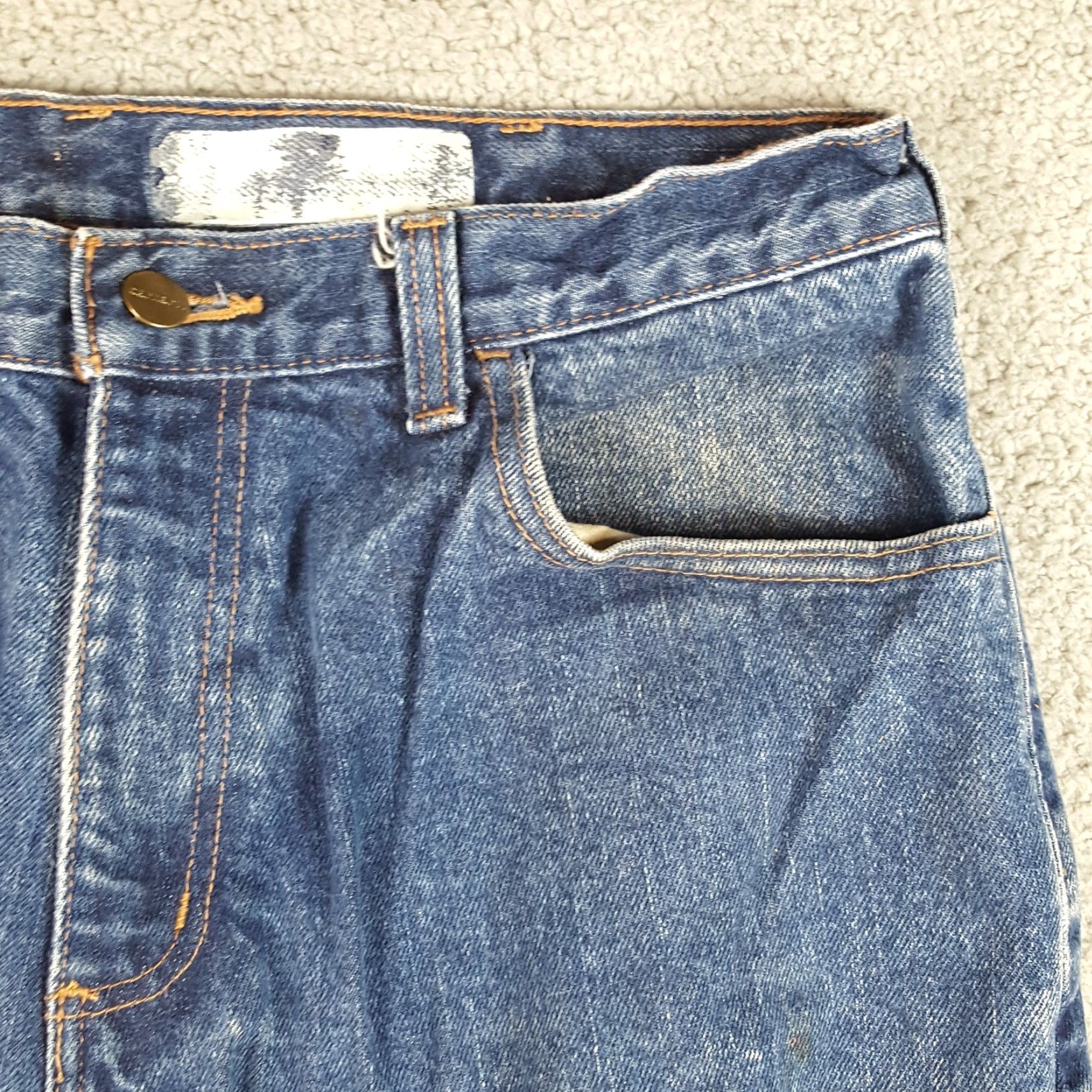 Carhartt VINTAGE Carhartt Jeans Denim Blue 34x30 Flame-Resistant Work Pants Men 90s Retro Workwear Size US 34 / EU 50 - 4 Thumbnail
