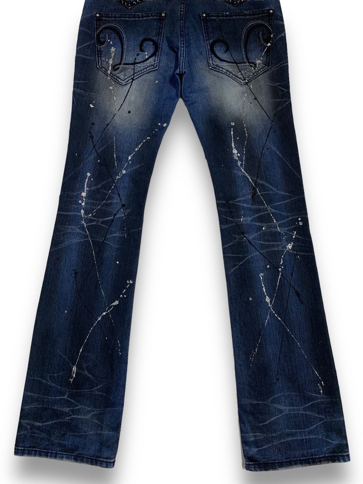 If Six Was Nine Vintage Lagust Studded Paint Splatter Flare Punk Jeans Size US 30 / EU 46 - 14 Thumbnail