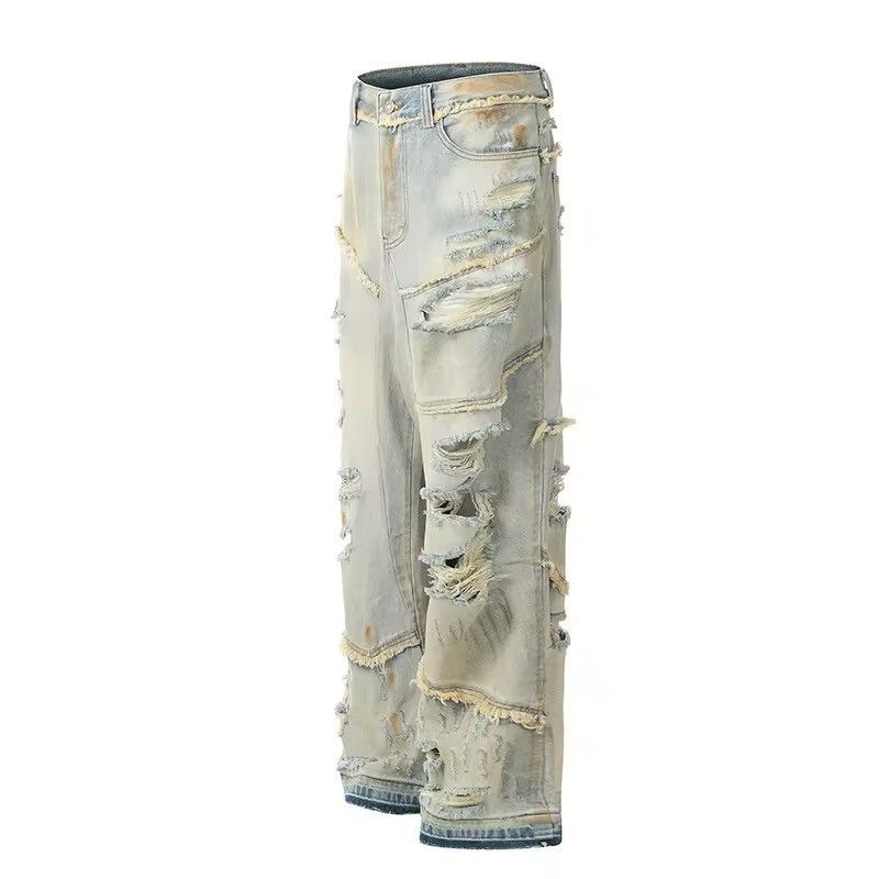 Jean × Vintage Streetwear Washed Hole Ripped Y2k Jeans Size US 34 / EU 50 - 2 Thumbnail