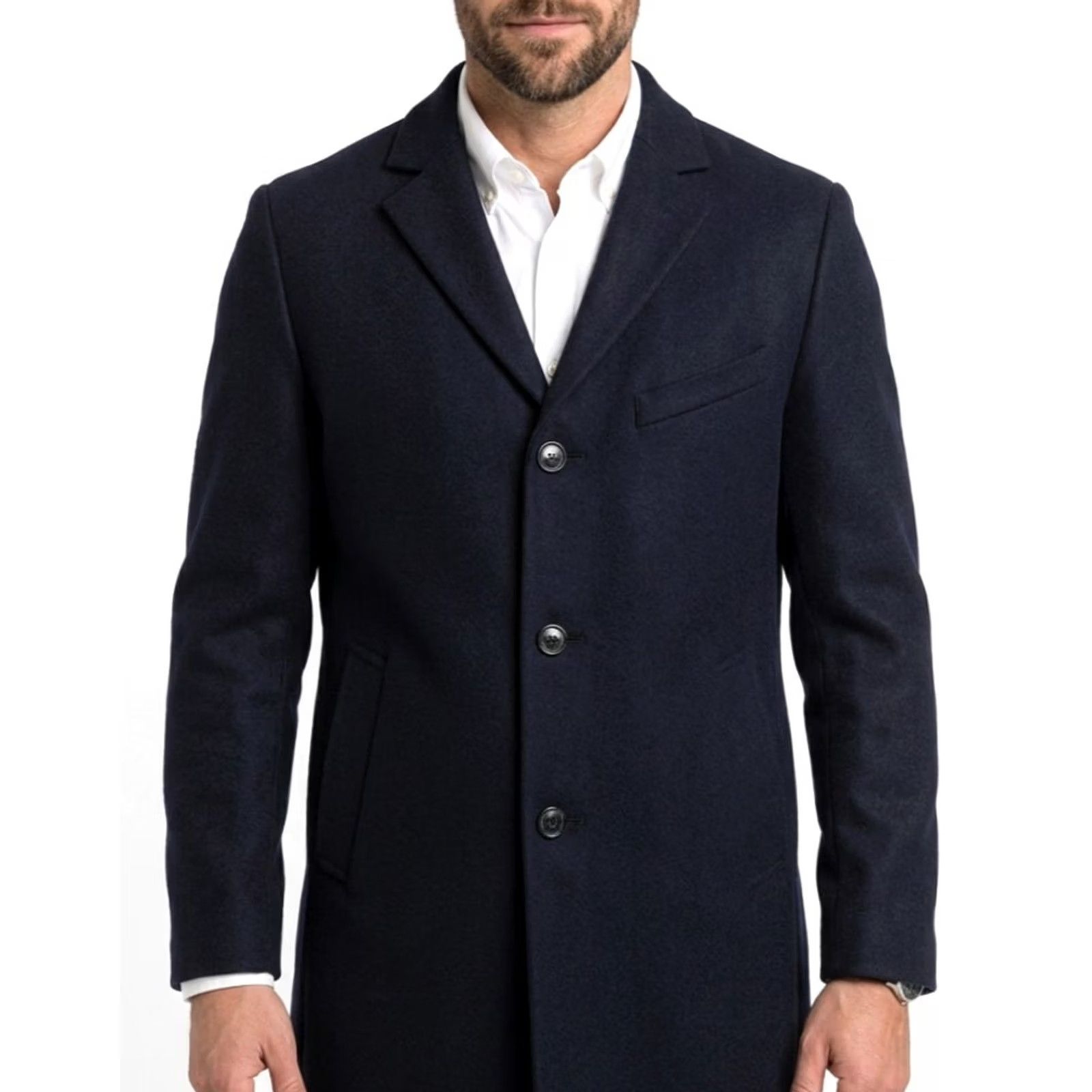 J.Lindeberg J.LINDEBERG Wolger 77 Compact Melton Wool Coat Men Size 50 MJ6509 Blue Pea Coat Mens Boarder Coat Size US M / EU 48-50 / 2 - 2 Thumbnail