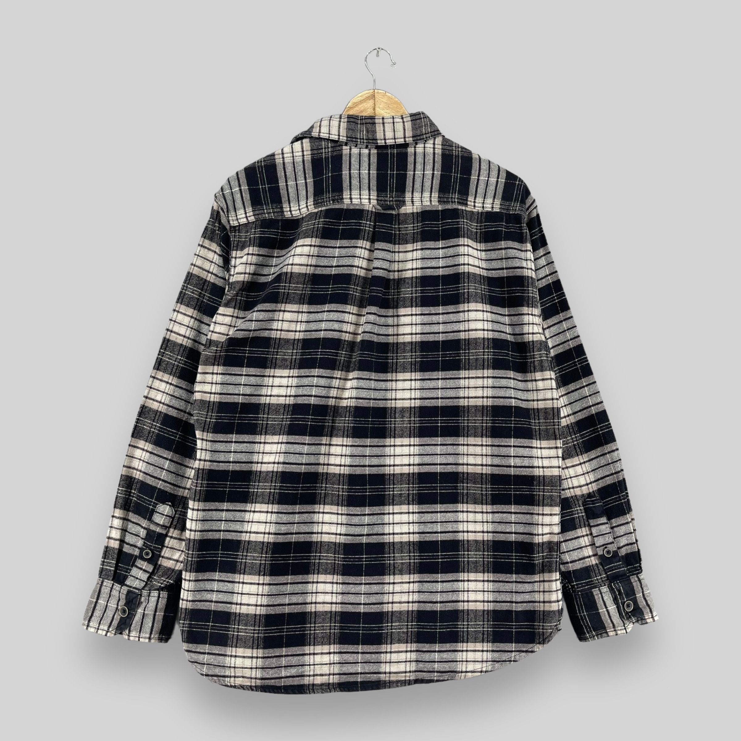 Flannel × Vintage Vintage JACHS Checkered Tartan Black/Gray Flannel Shirt Size US L / EU 52-54 / 3 - 9 Thumbnail