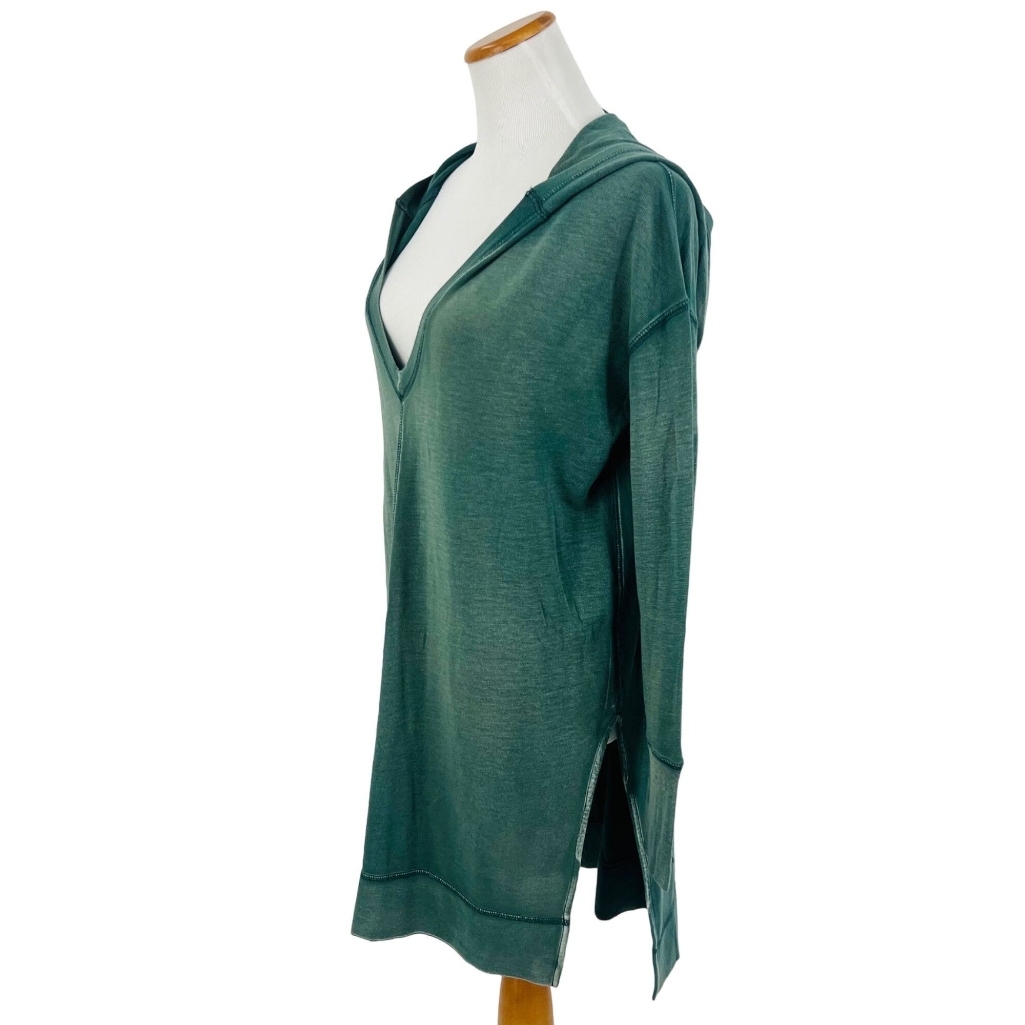 Free People RARE Free People Distressed Green V-Neck Hooded Tunic S | Bo Size S / US 4 / IT 40 - 12 Thumbnail