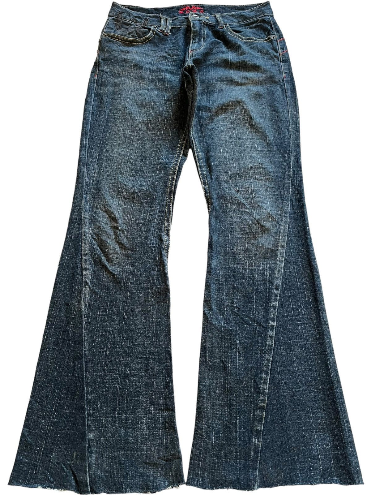 BCBGeneration × Bcbgmaxazria × Japanese Brand SALES🔥Vintage Japanese Buckle Back Spiral Leg Flare Jeans Size 30" / US 8 / IT 44 - 1 Thumbnail