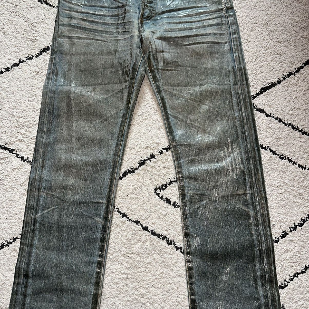 Dior Dior Homme Waxed Bleu Clair Jeans from SS2004 "Strip" Size US 29 - 3 Thumbnail