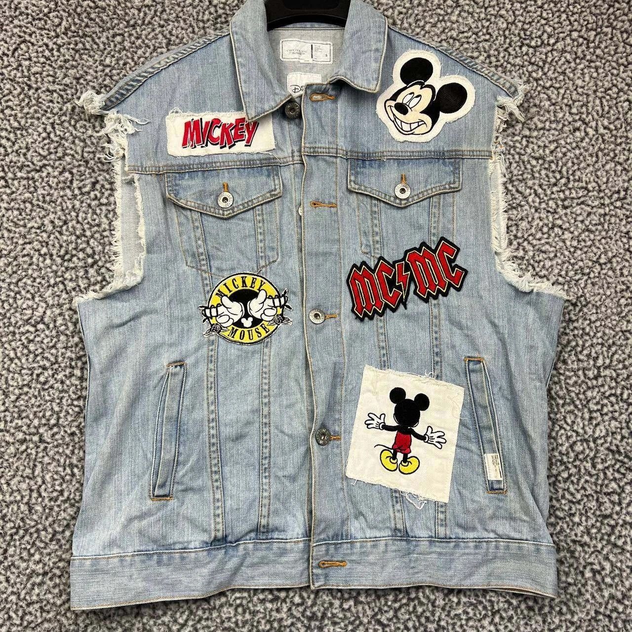 CHOCOOLATE Disney Mickey Mouse Denim Vest Women Rock band AC/DC S Size S / US 4 / IT 40 - 1 Thumbnail