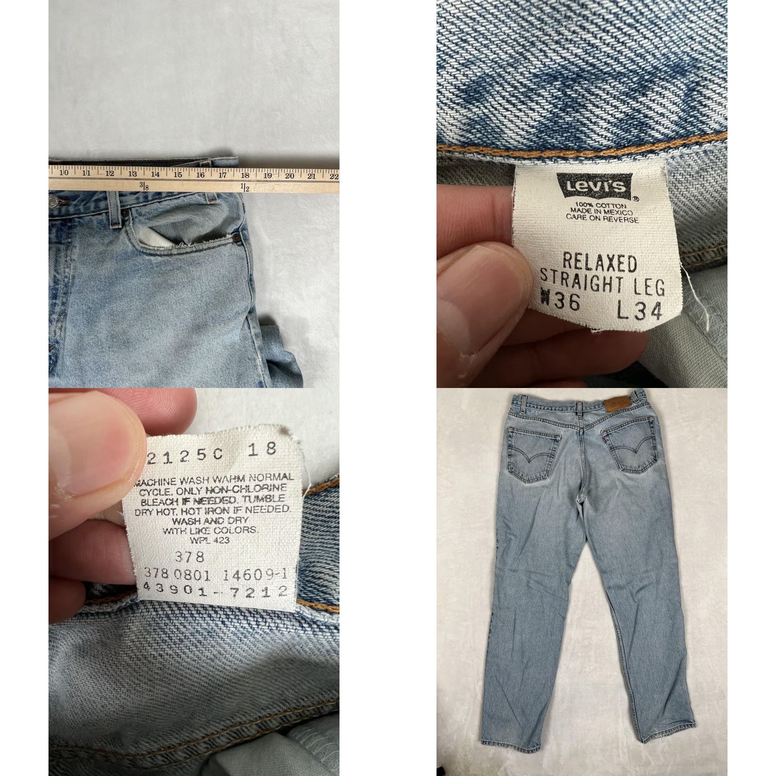 Levi's VINTAGE Levi's Jeans Mens 36x34 Blue Light Wash Relaxed Straight Leg Denim Mexico Size US 36 / EU 52 - 8 Thumbnail