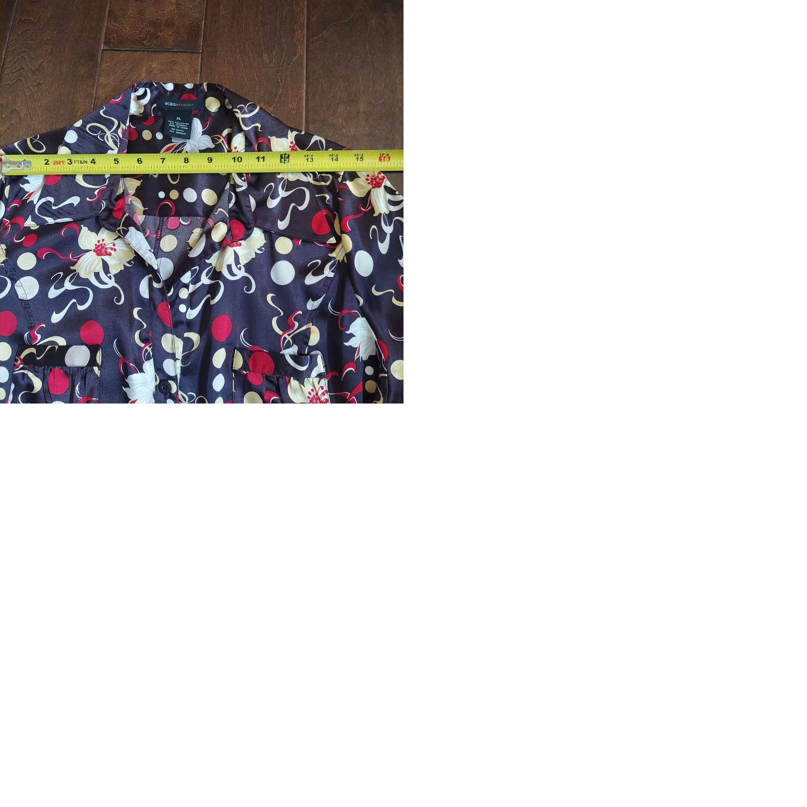 Bcbgmaxazria BCBGMAXAZRIA Women Blouse Button-Down Short Sleeve Floral V-Neck Waist XS? XL Size XL / US 12-14 / IT 48-50 - 12 Thumbnail