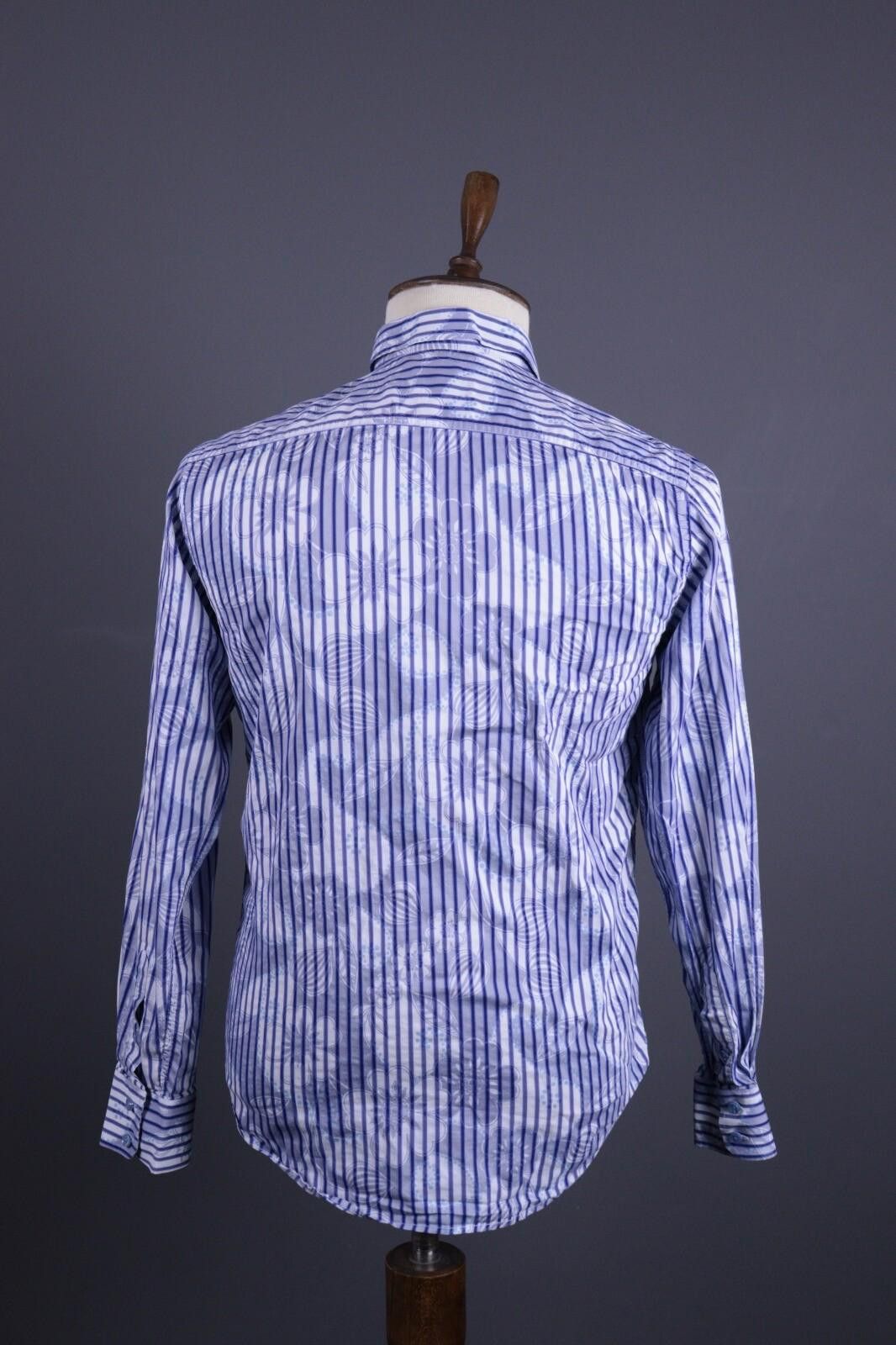 Desigual Desigual Blue Stripe Regular Allover Print Shirt Size M Size US M / EU 48-50 / 2 - 9 Thumbnail