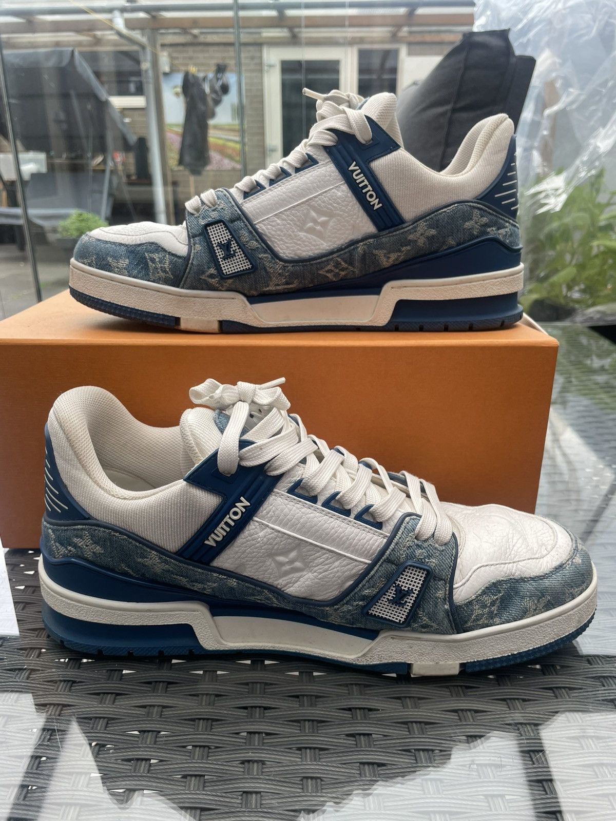 Louis Vuitton Louis Vuitton LV Trainer Monogram Denim - LV 9.5 Size US 10.5 / EU 43-44 - 2 Thumbnail