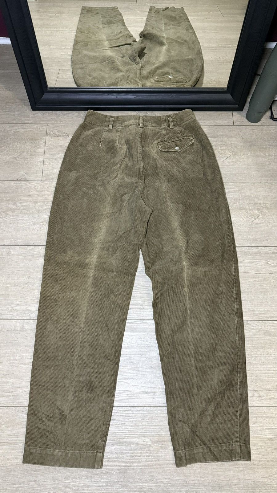 Other Y2K 2000s Women’s 14 Olive Corduroy Baggy Parachute Pants Size 36" / US 14 / IT 50 - 2 Thumbnail